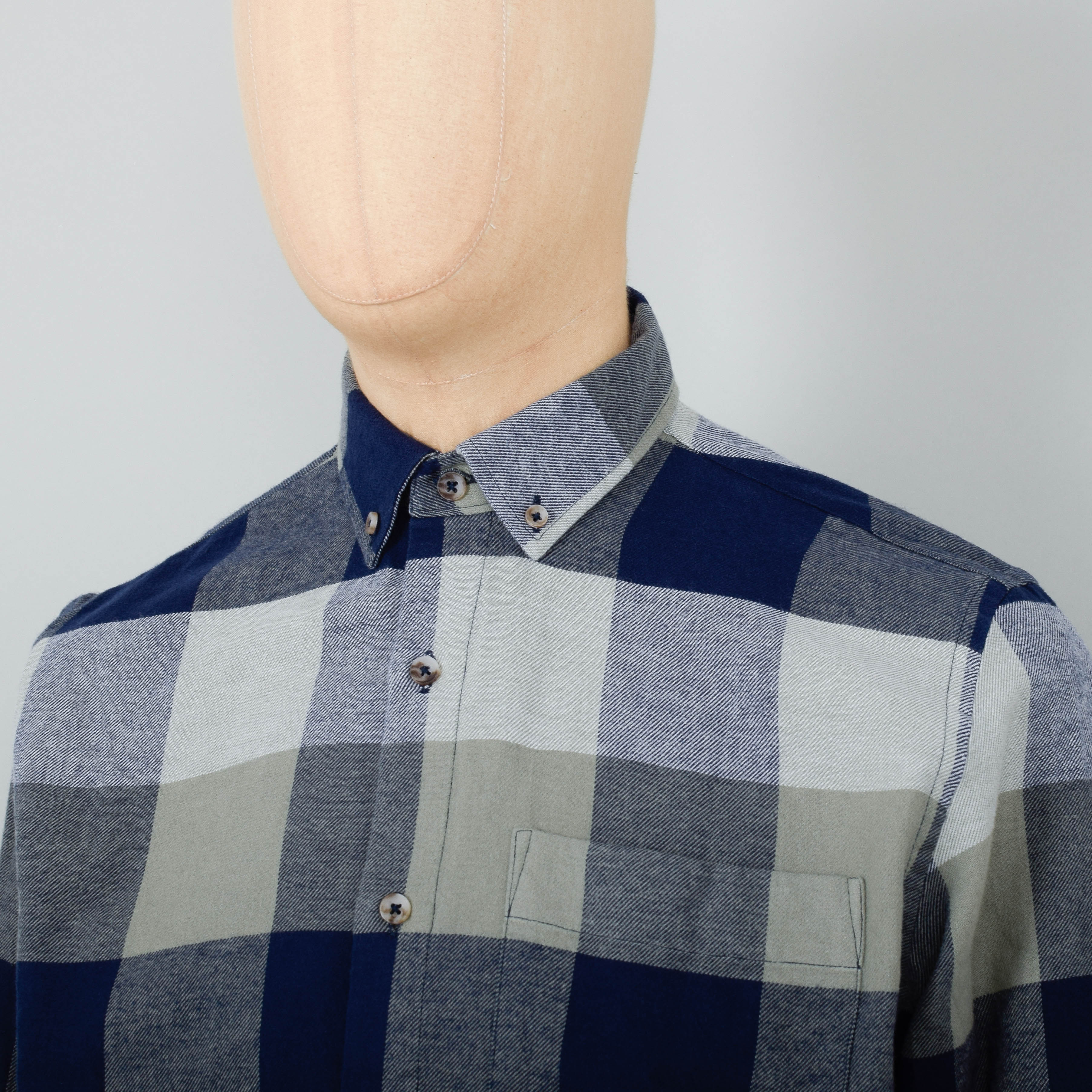 Armor Lux Shirt Check LS Button Down - Carreaux Pixel Military - Image 2