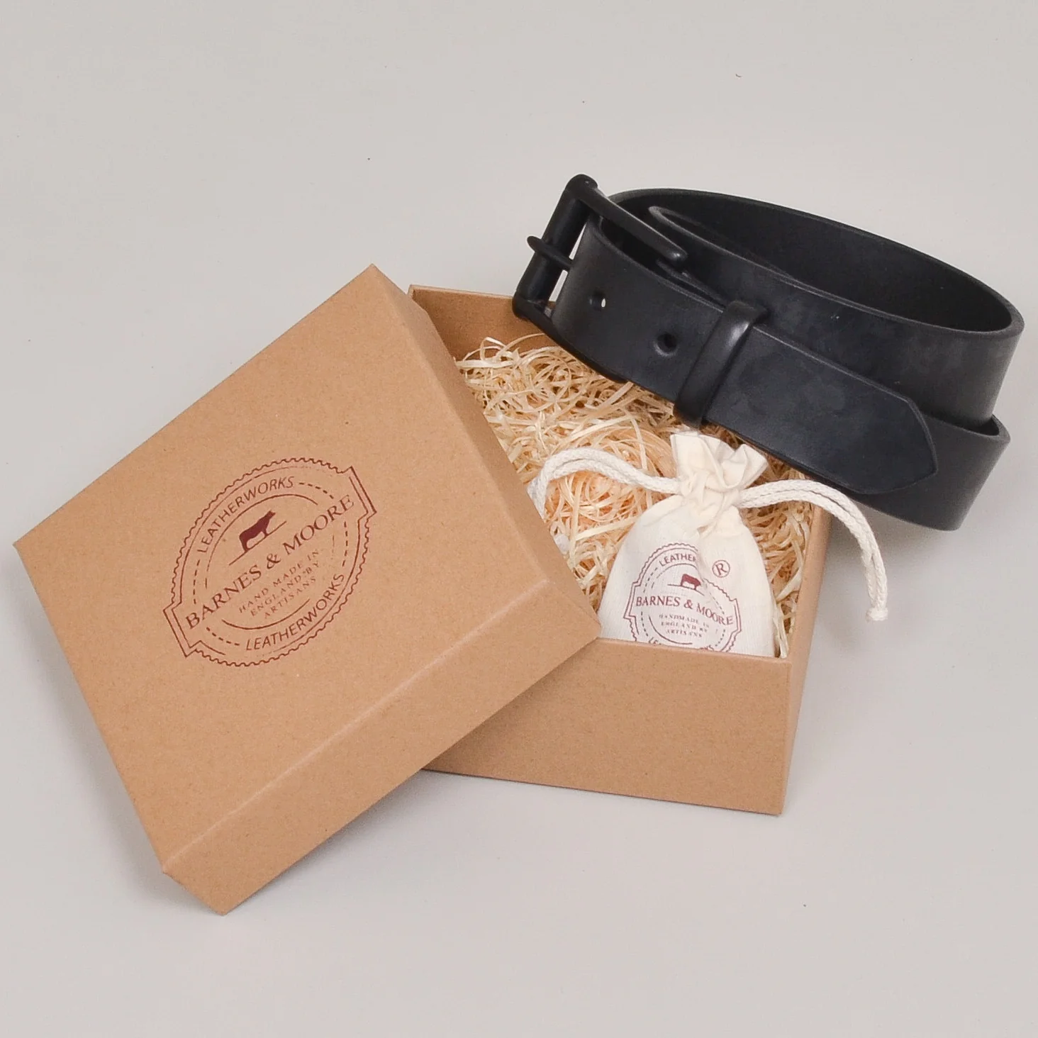 Barnes & Moore Garrison English Leather Belt - Black/Black - Image 3
