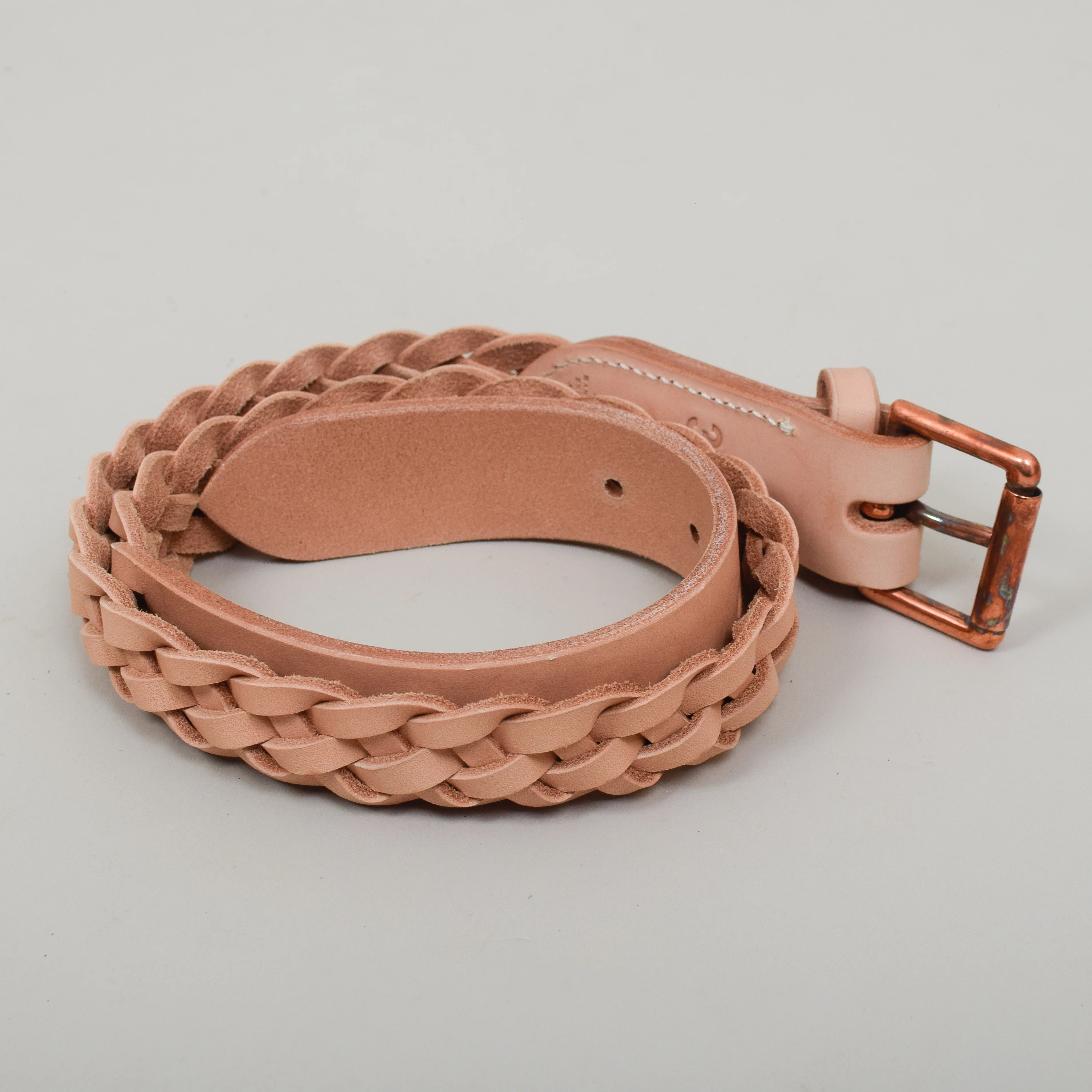 Barnes & Moore Hand Braided Belt - Natural Harness Leather/Nickel - Image 2