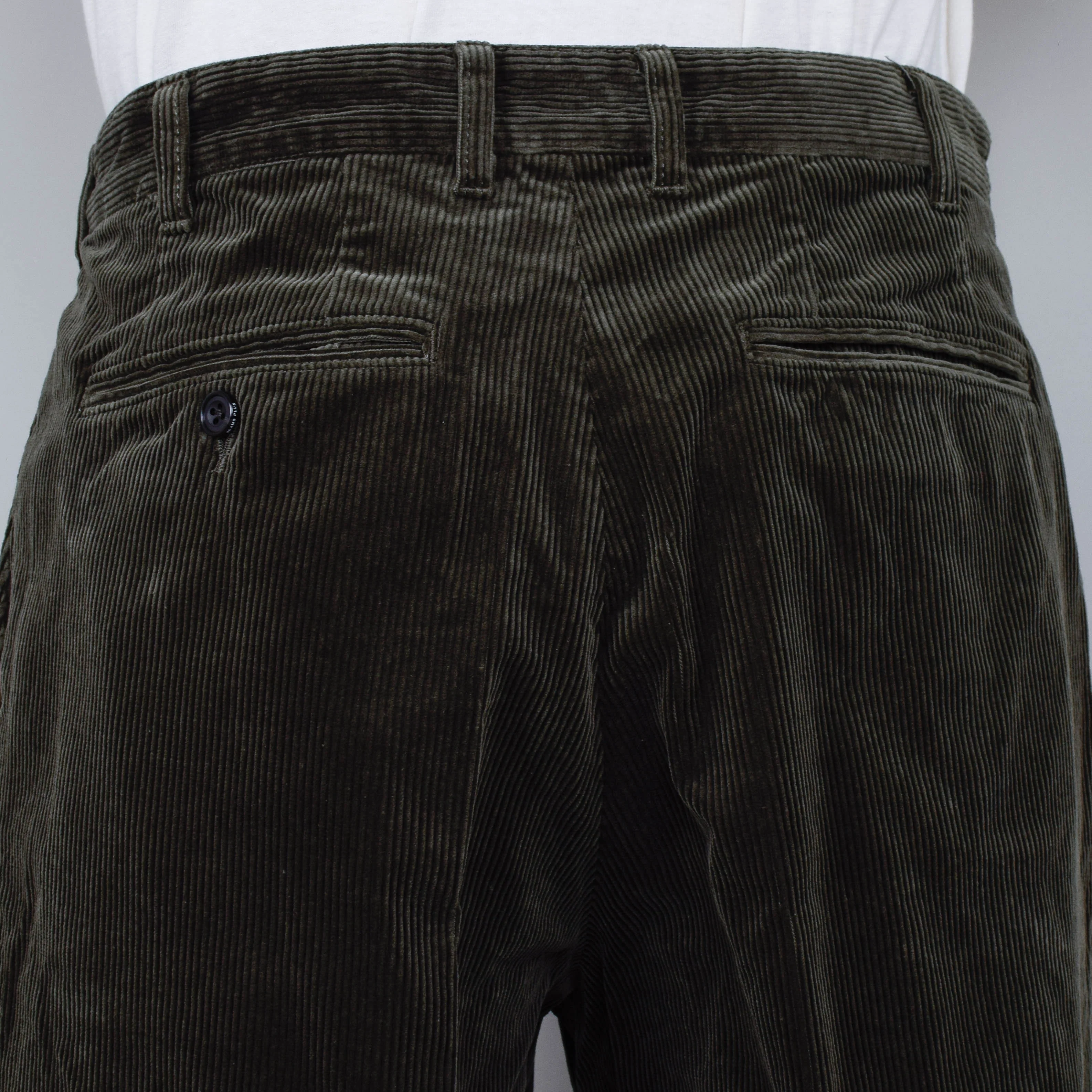 Beams Plus 2 Pleats Corduroy - Dark Green - Image 3