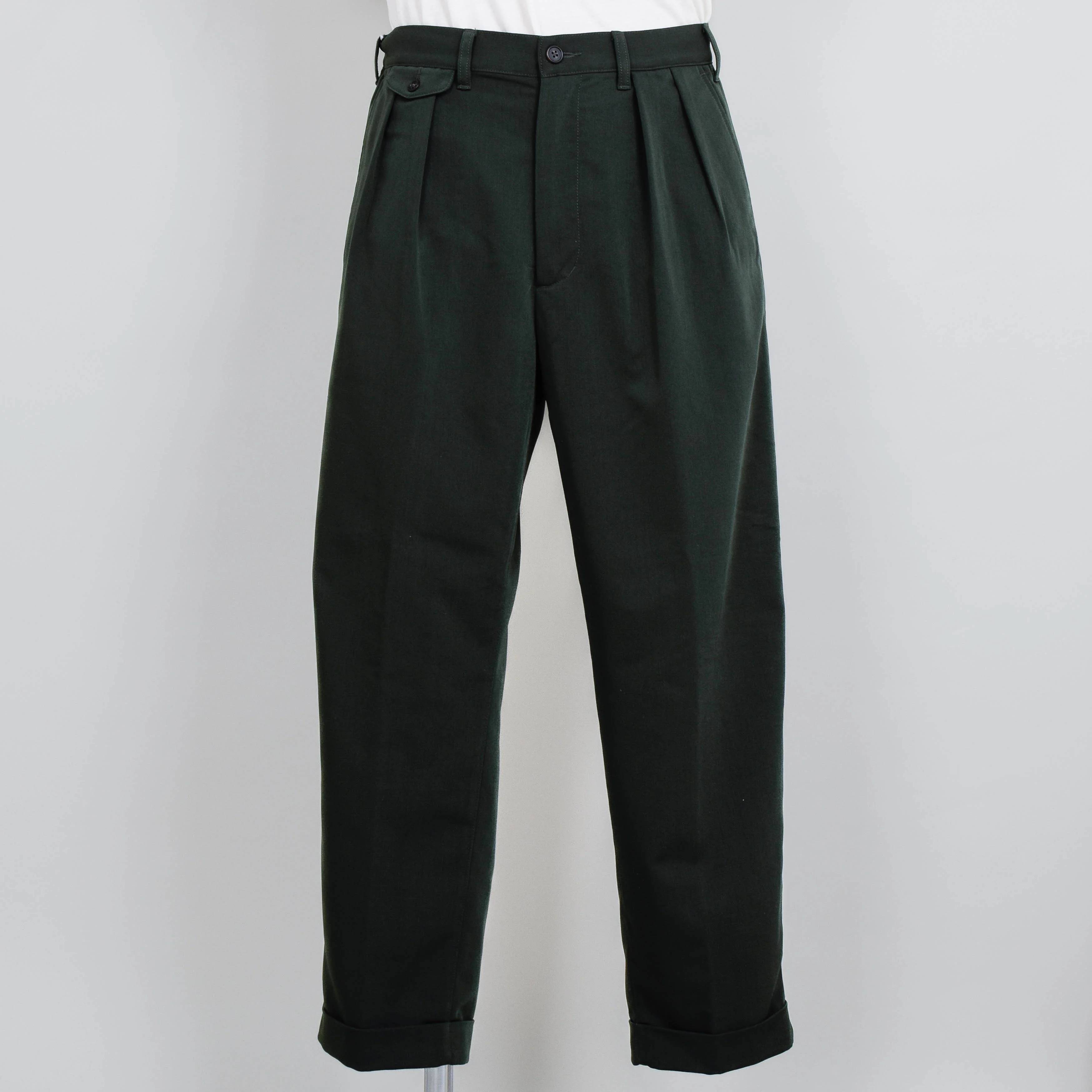 Beams Plus 2 Pleats PE Twill - Green