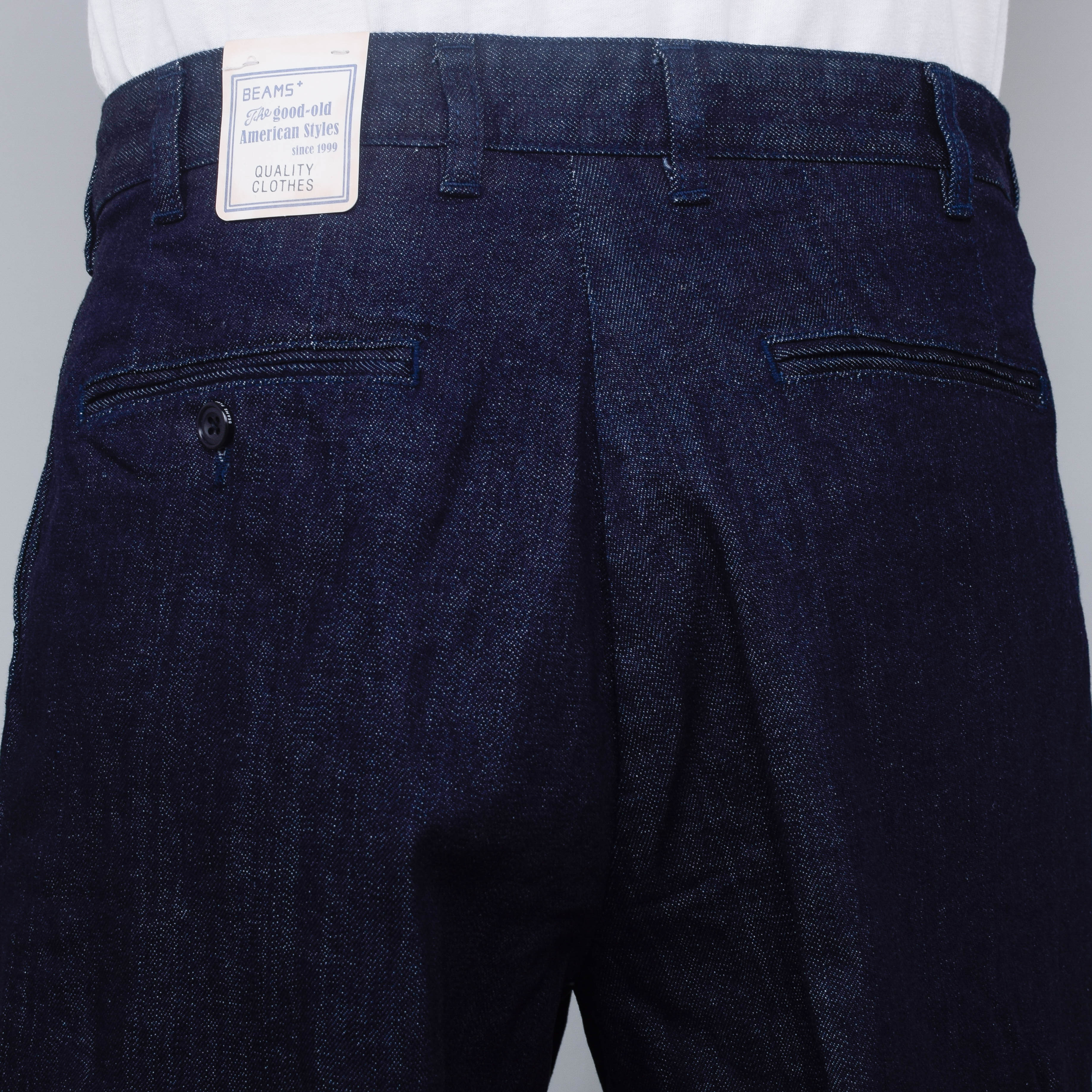 Beams Plus 2 Pleats Tapered Denim - Indigo - Image 3