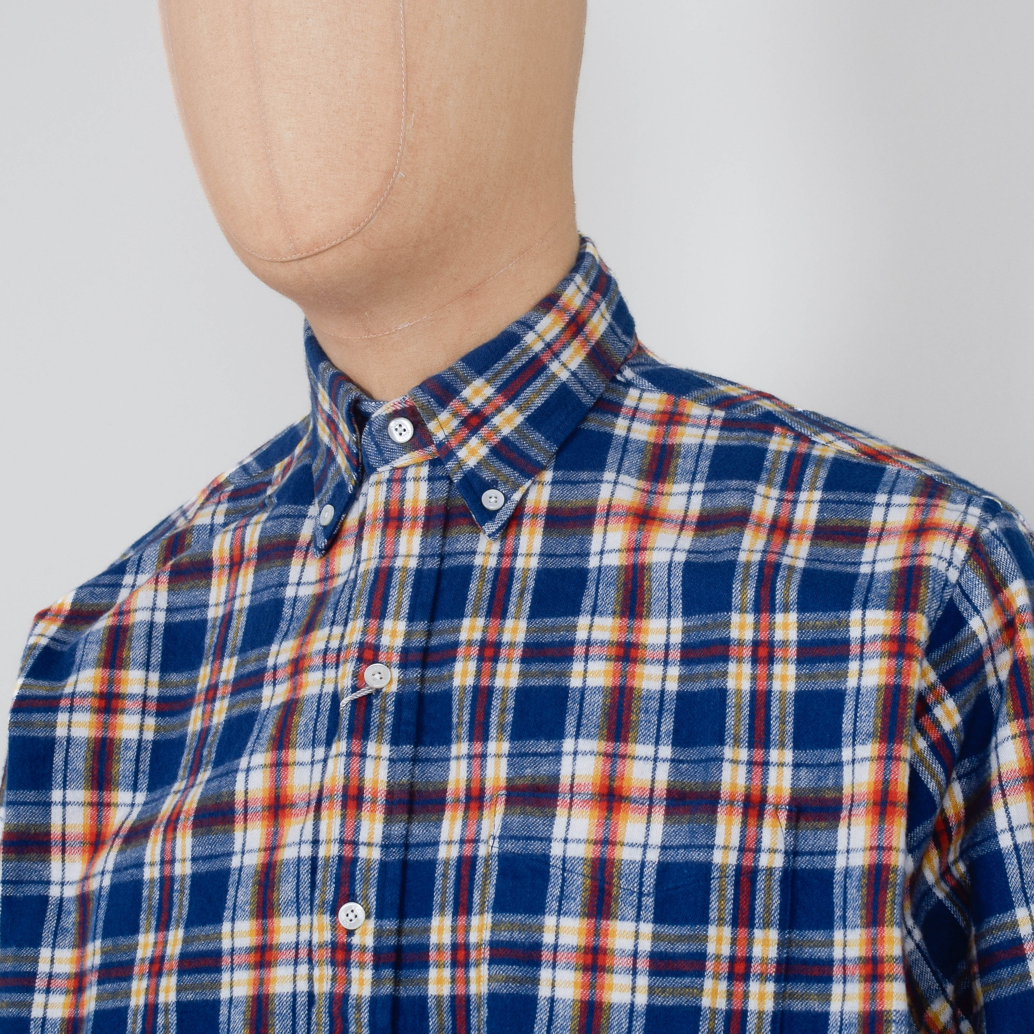 Beams Plus B.D. Brushed Flannel Classic Fit - Blue - Image 2