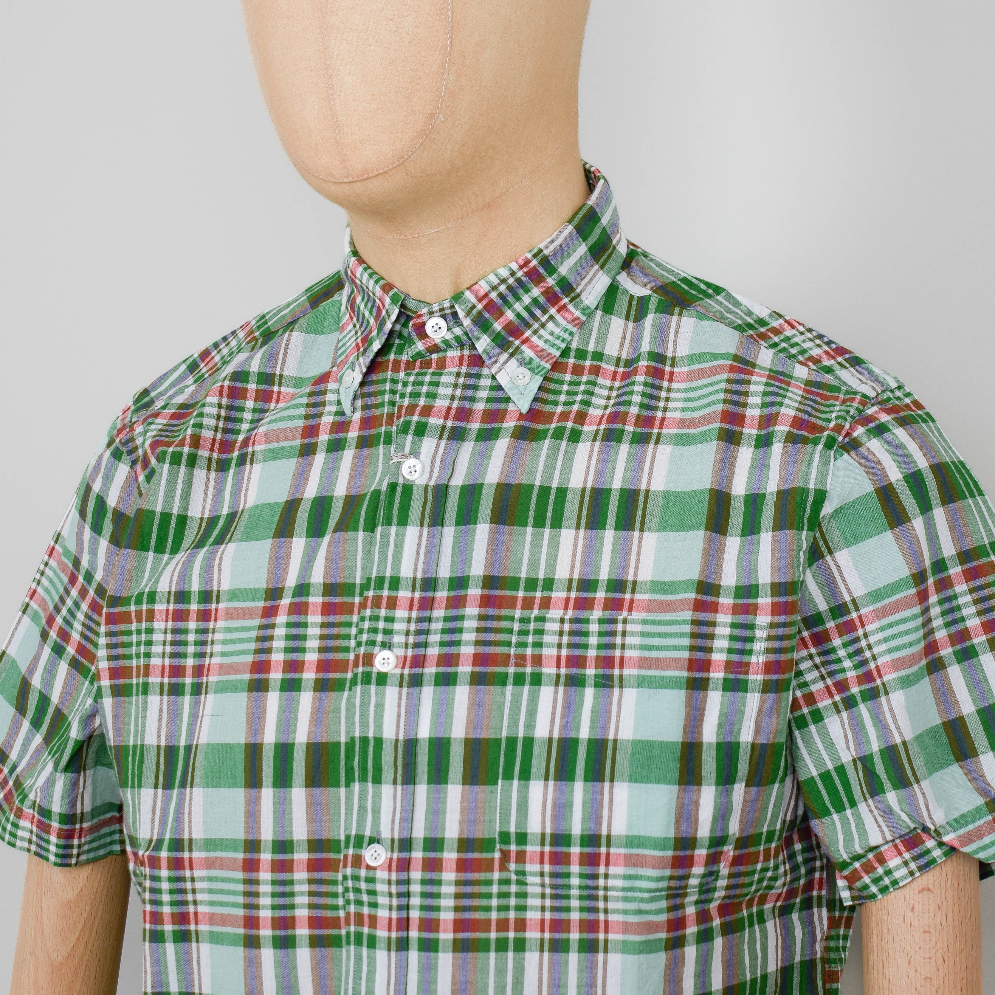 Beams Plus B.D. Madras Shirt - Green - Image 2