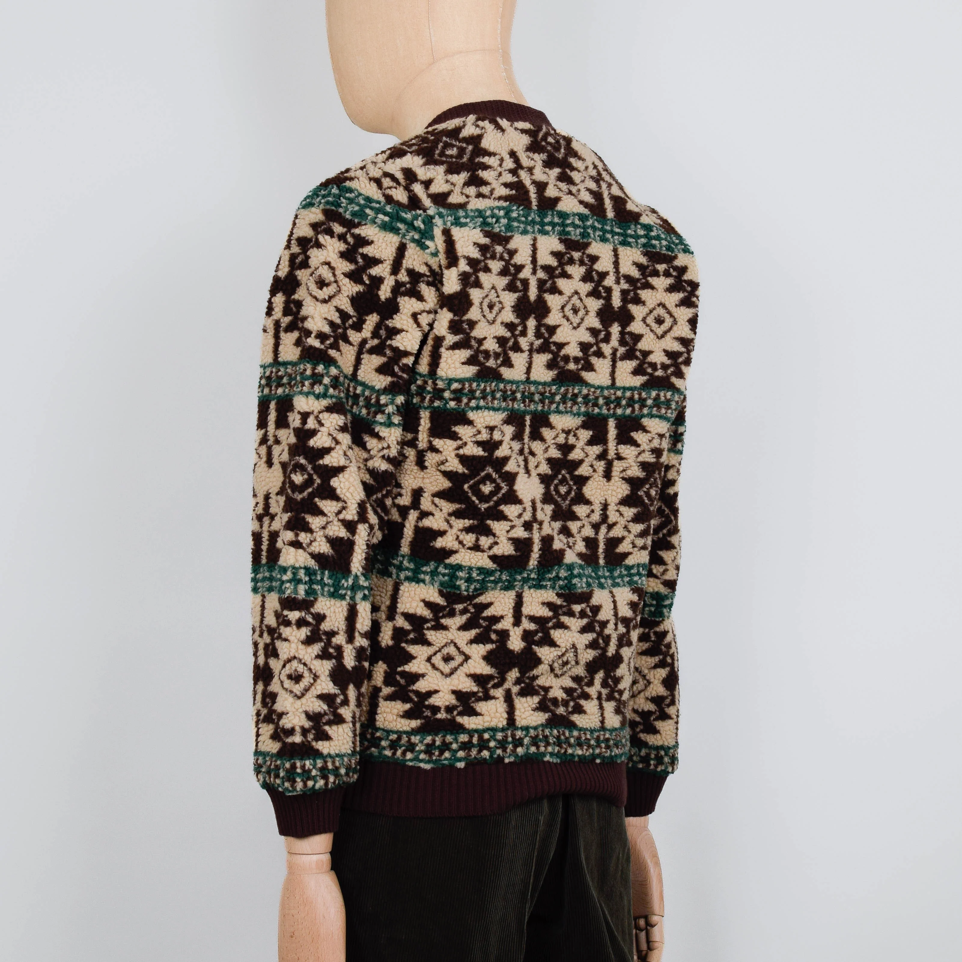 Beams Plus Cardigan Boa Jacquard - Brown - Image 3