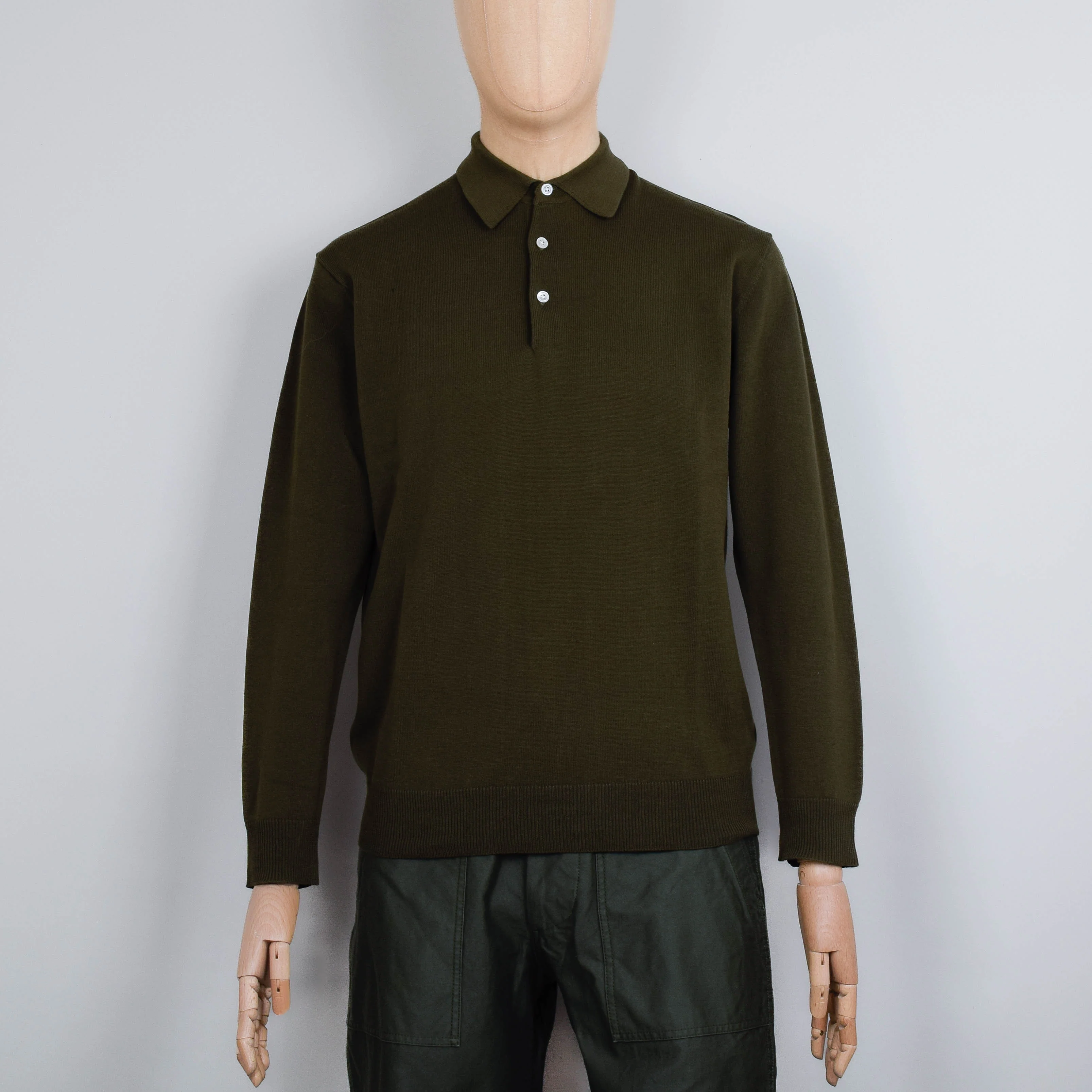 Beams Plus Knit Polo 12G - Olive
