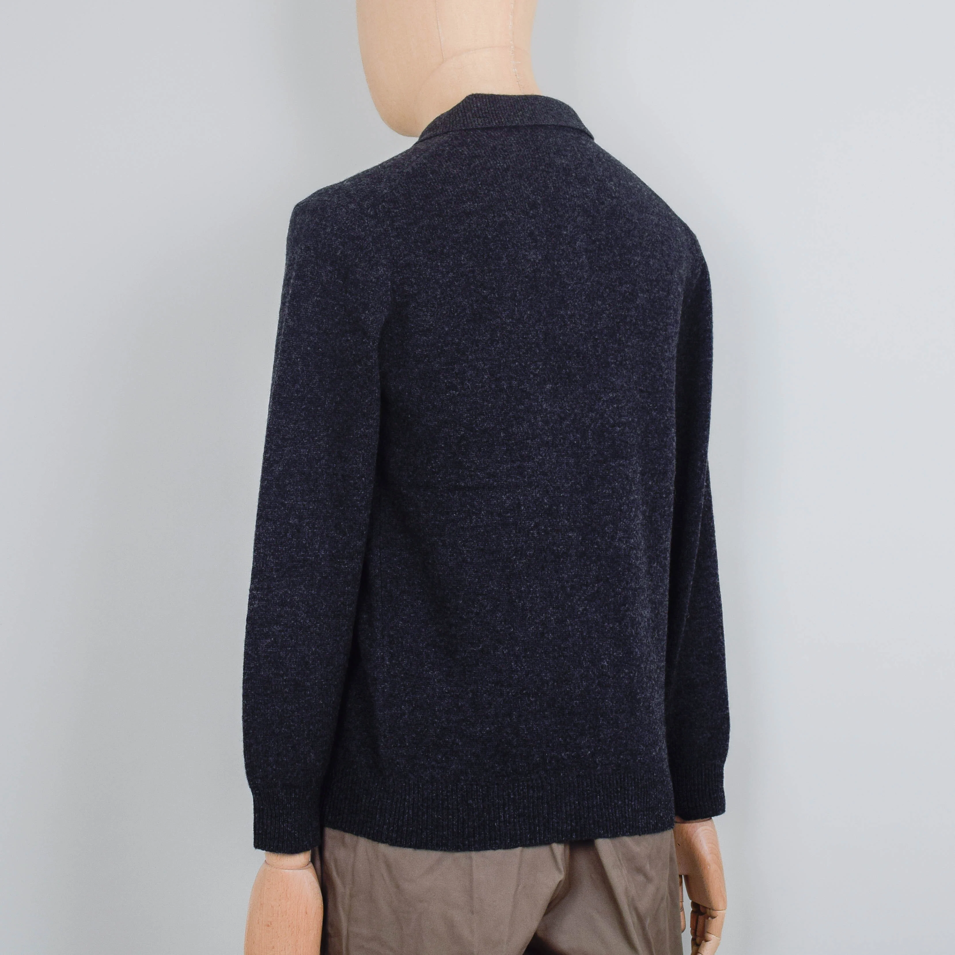 Beams Plus Knit Polo 9G - Charcoal - Image 3