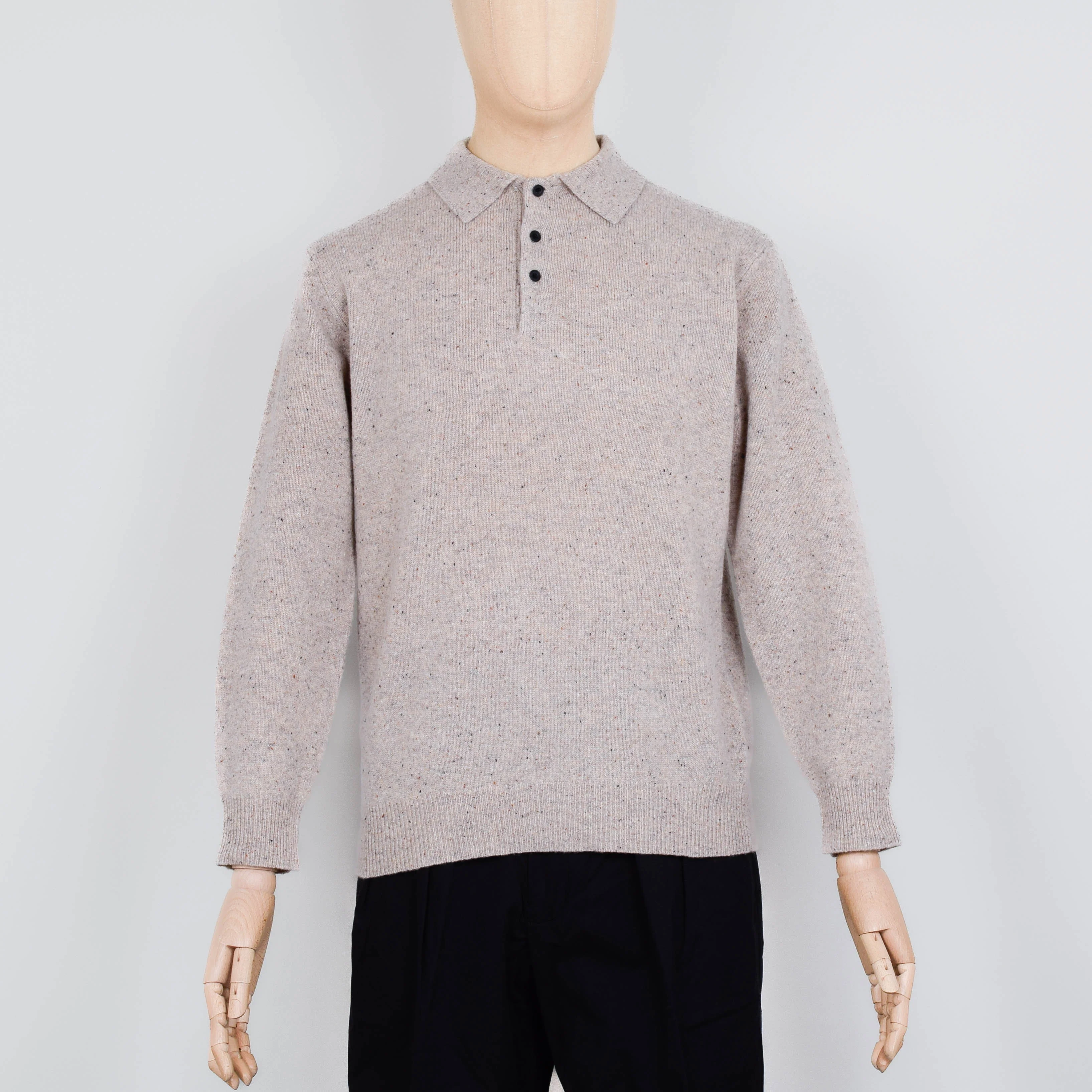 Beams Plus Knit Polo Nep 9G - Beige