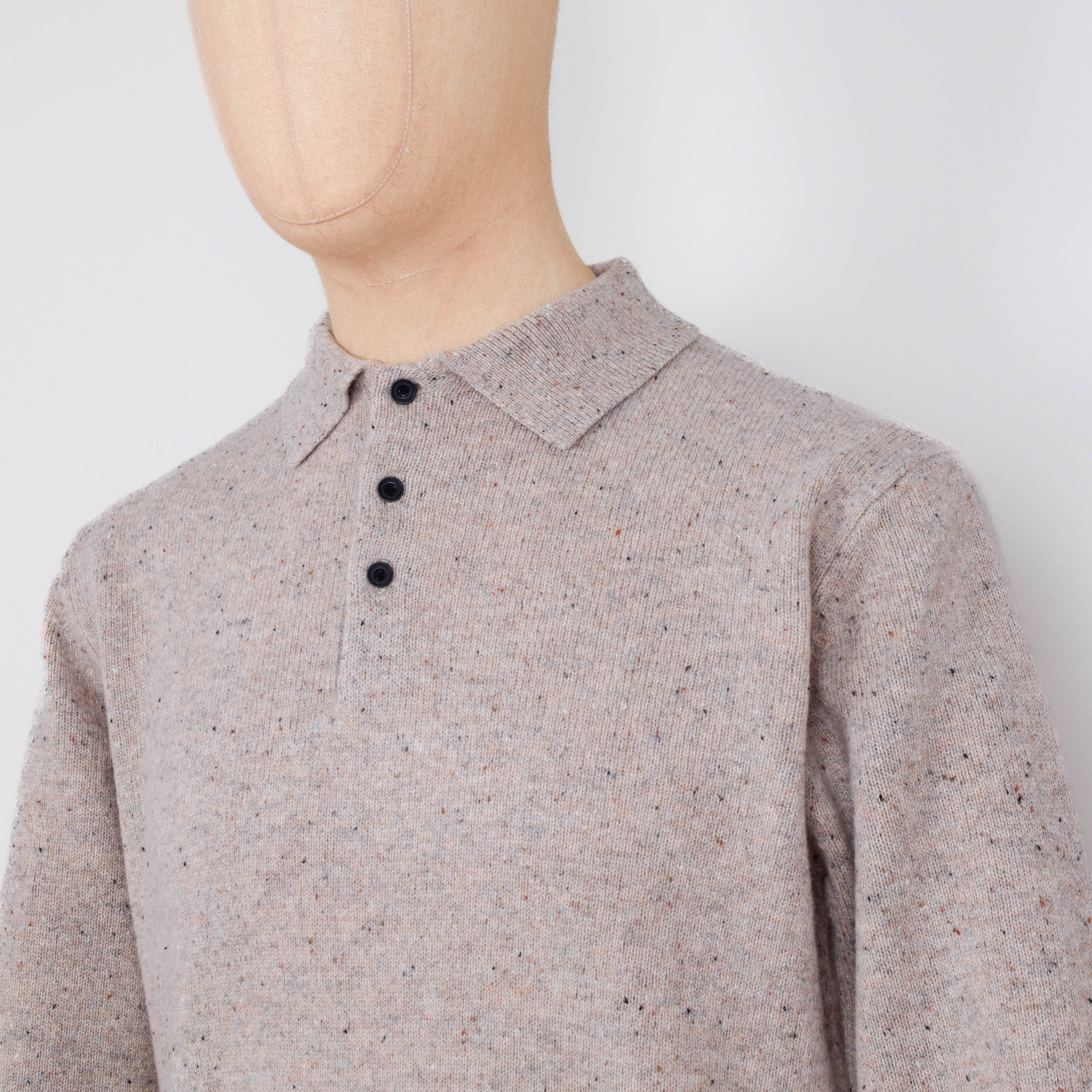 Beams Plus Knit Polo Nep 9G - Beige - Image 2