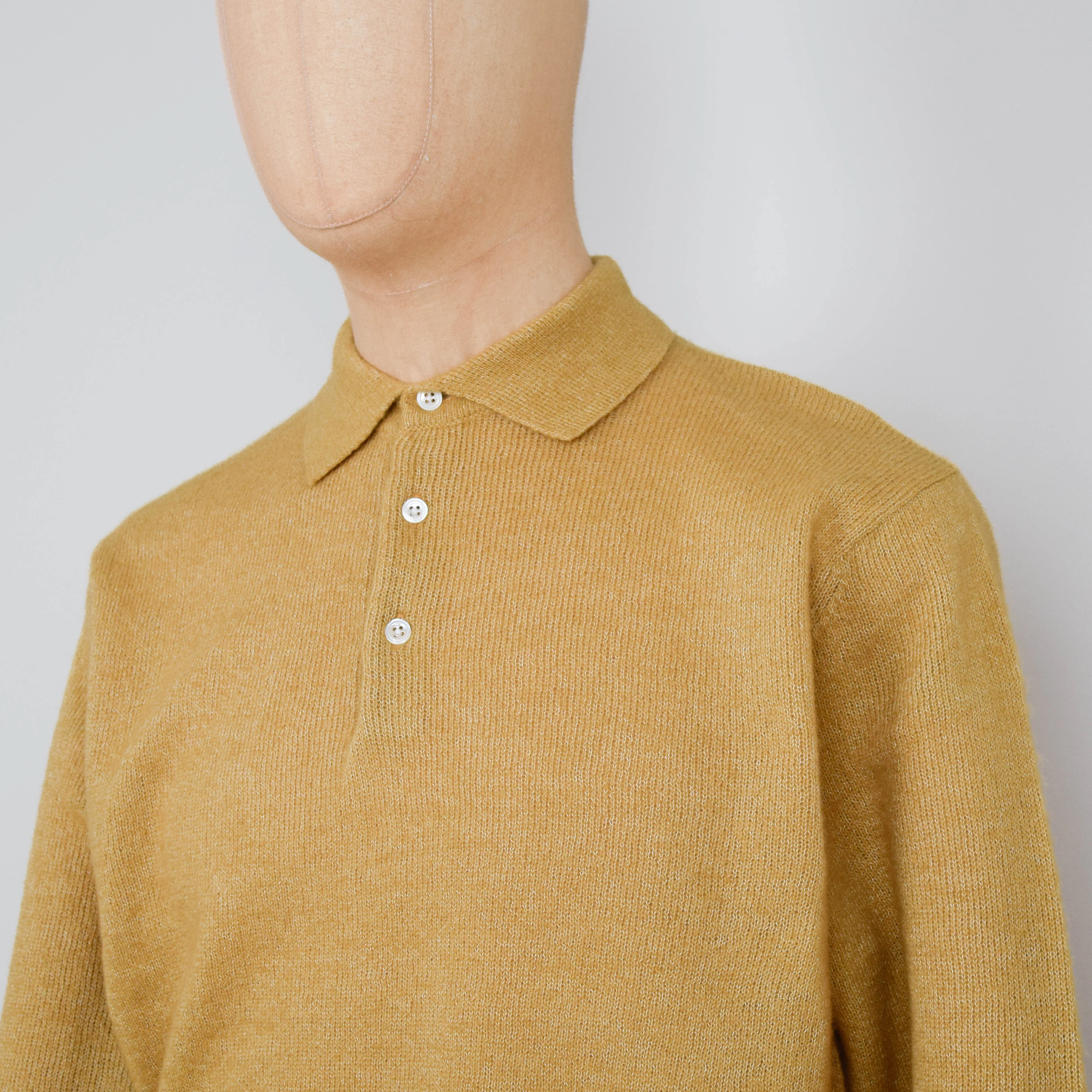 Beams Plus Knit Polo 9G Wool Silk Shaggy Yarn - Gold - Image 2