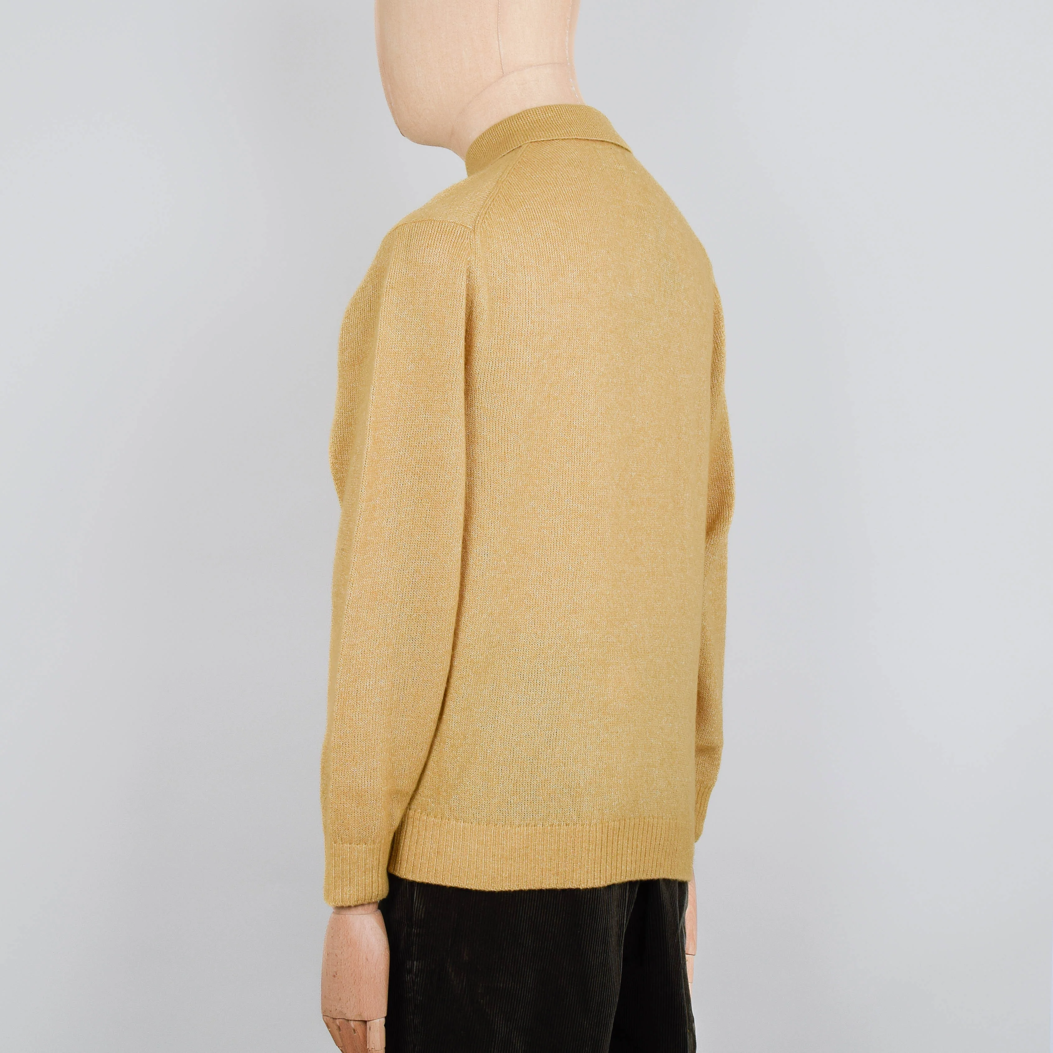 Beams Plus Knit Polo 9G Wool Silk Shaggy Yarn - Gold - Image 3