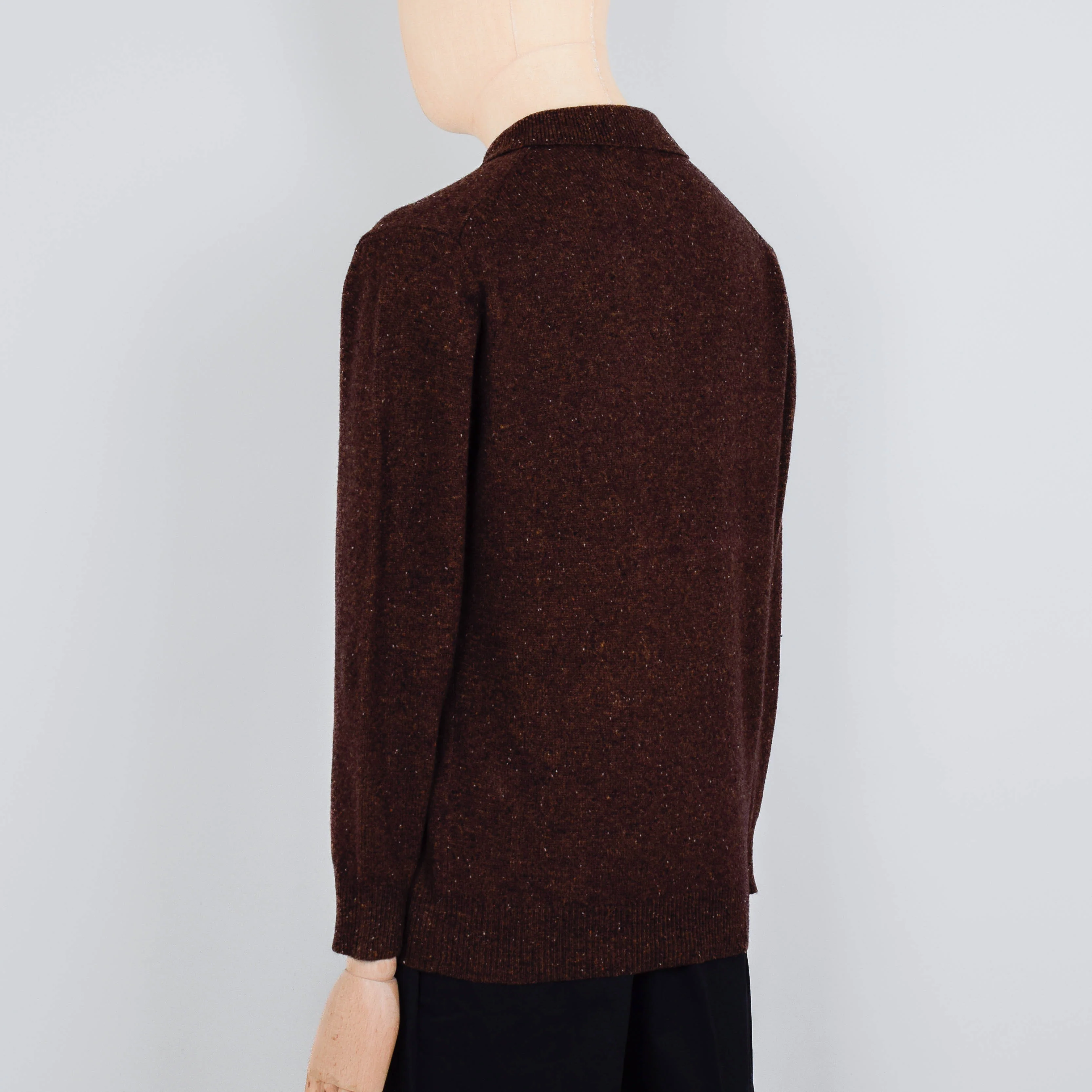 Beams Plus Knit Polo Nep 9G - Brown - Image 3