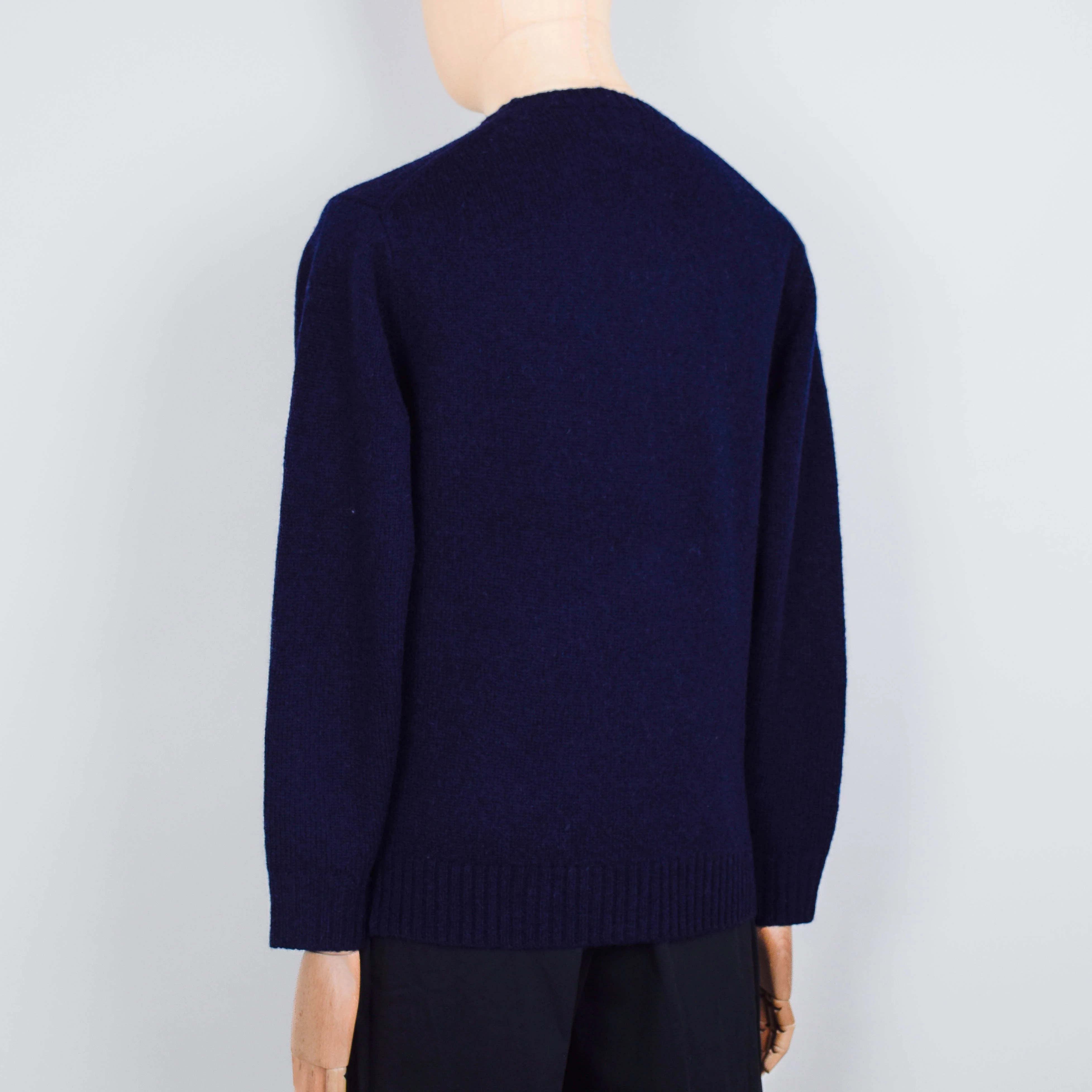 Beams Plus Crew Intarsia Duck Pattern - Navy - Image 3