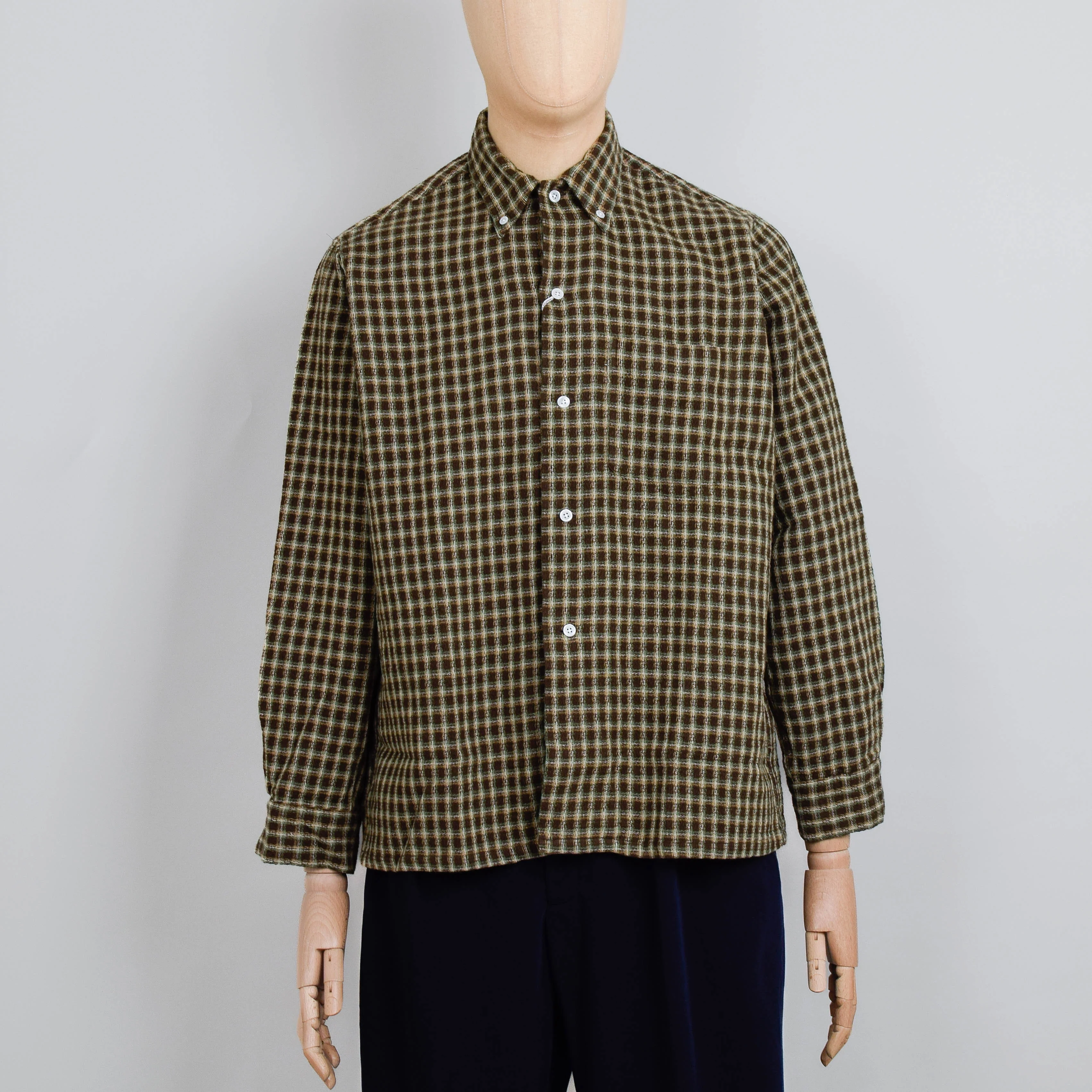 Beams Plus Open B.D. Panama Plaid Double Face - Brown