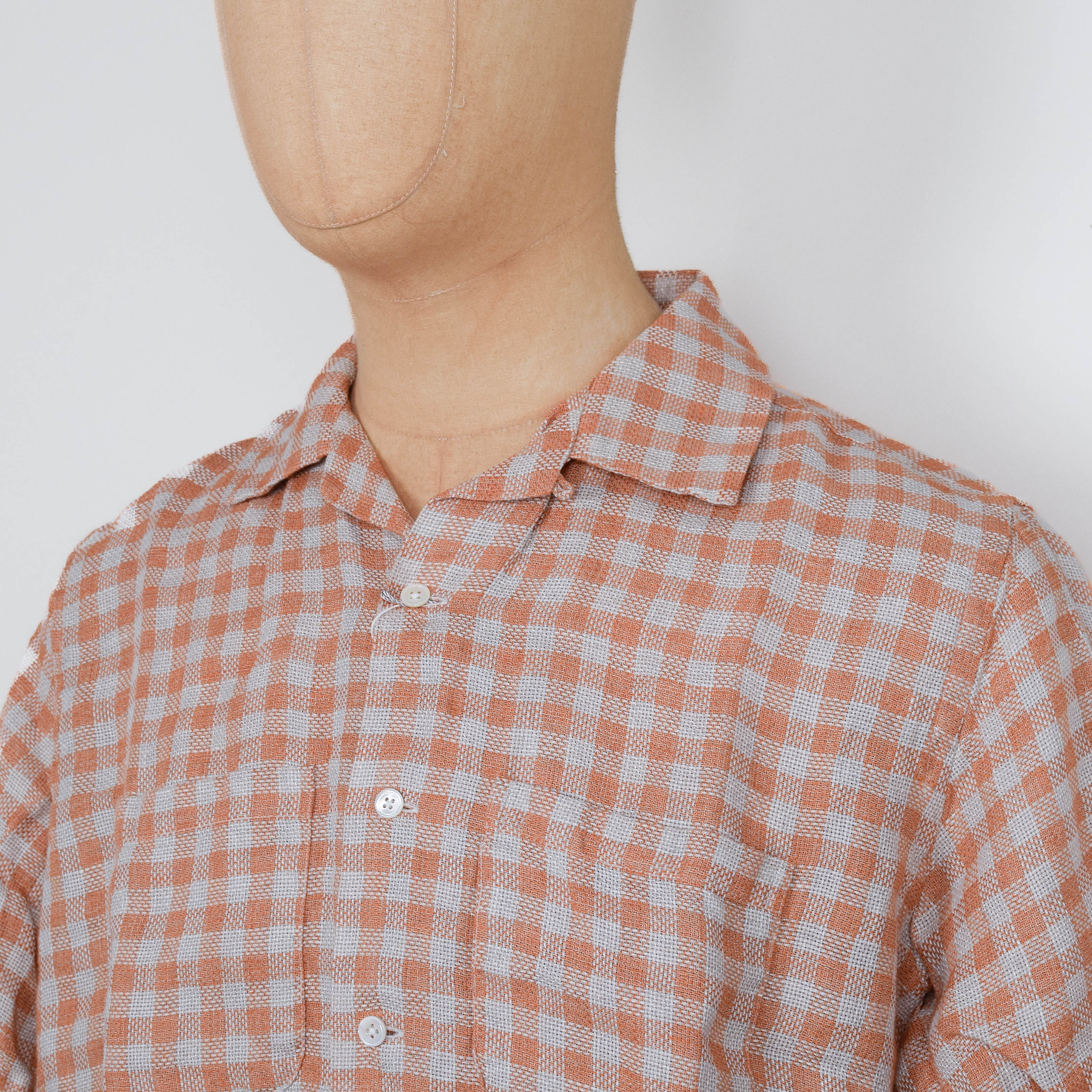 Beams Plus Open Collar - Panama Plaid Linen - Image 2