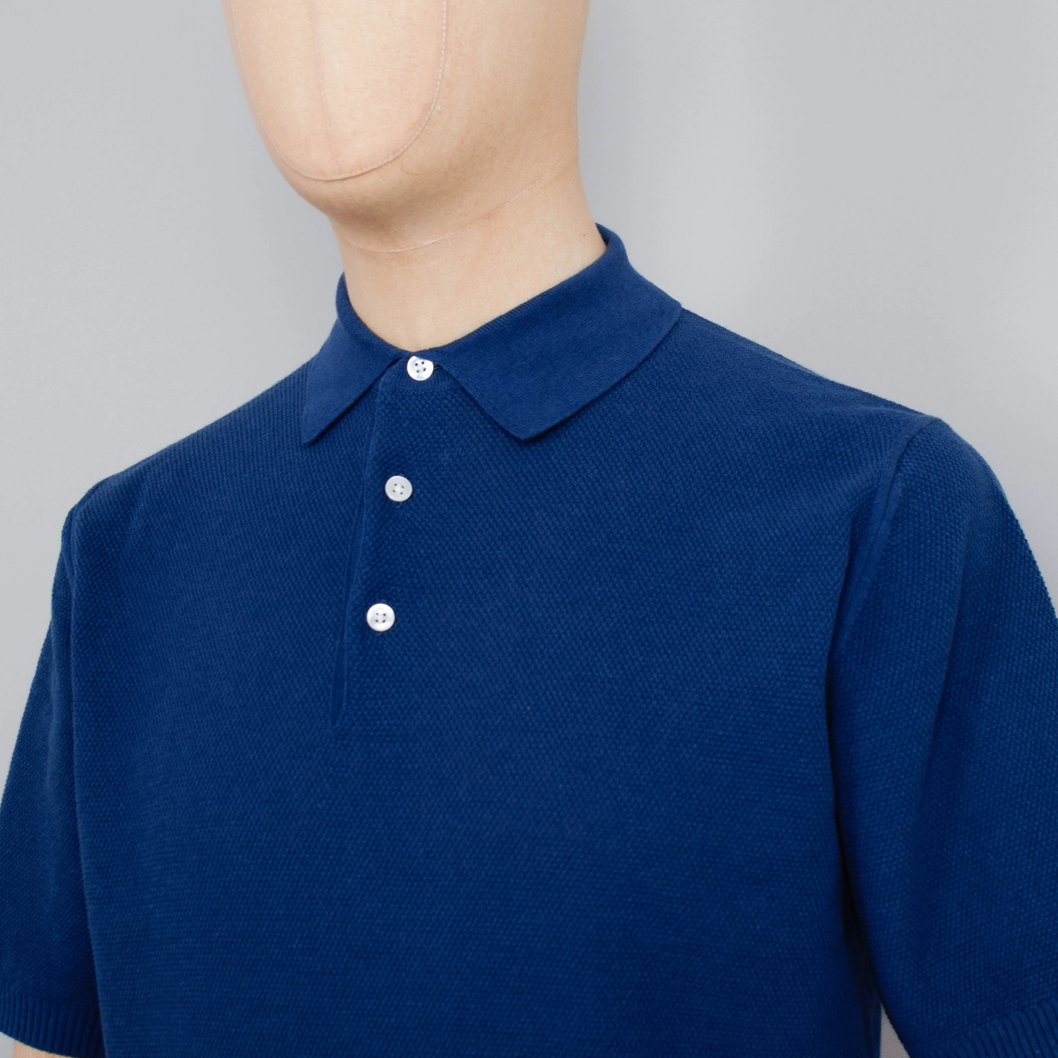 Beams Plus Pique Polo 14G - Navy - Image 2