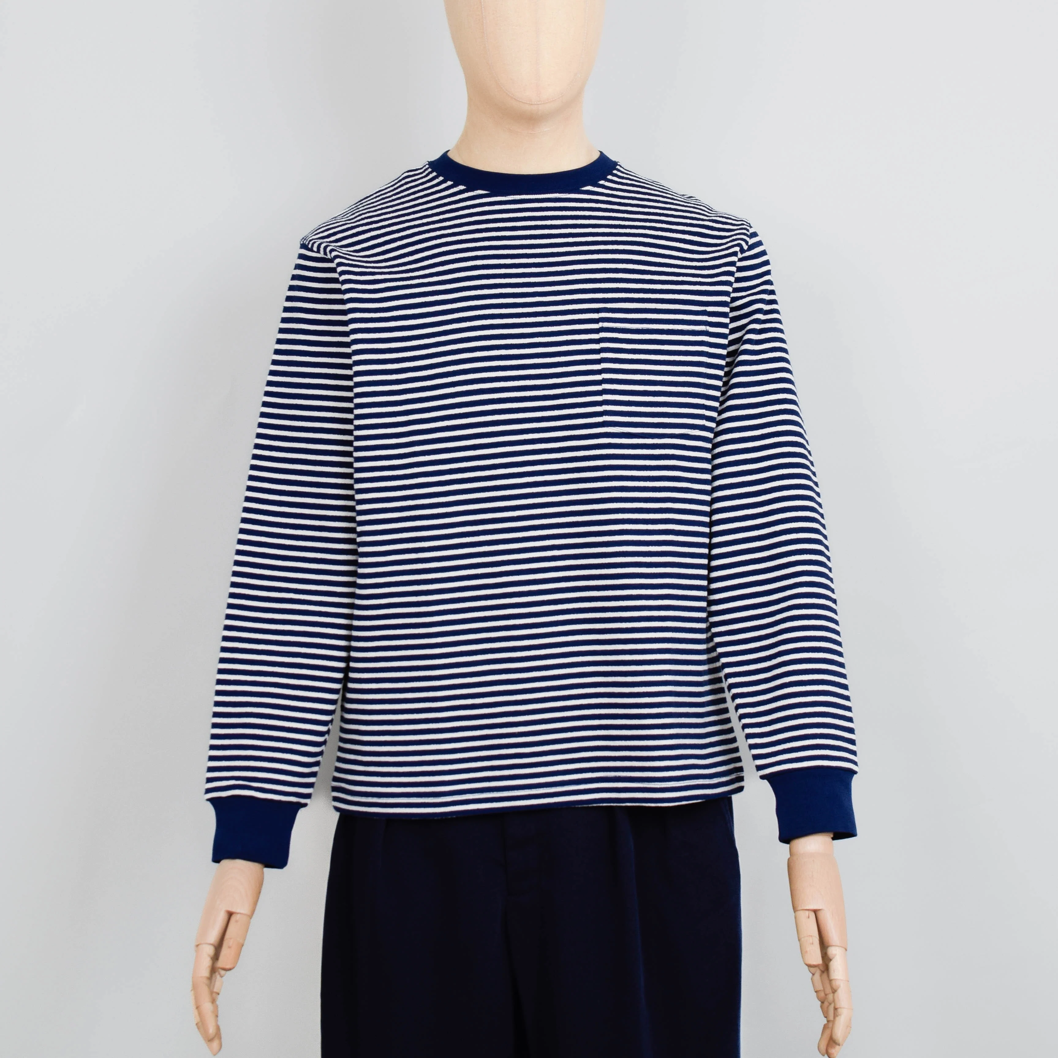 Beams Plus Pocket Tee Inlay Stripe - Navy