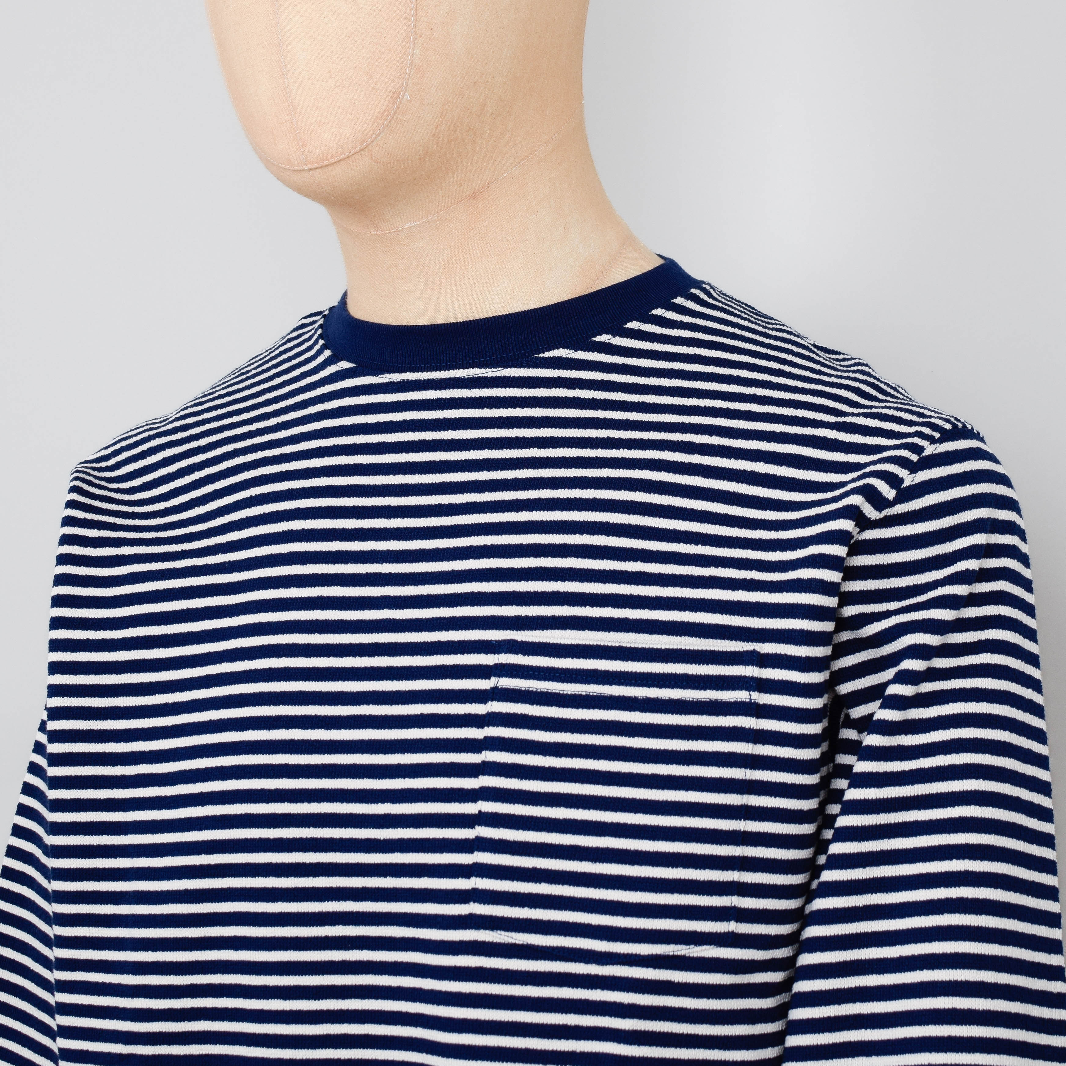 Beams Plus Pocket Tee Inlay Stripe - Navy - Image 2