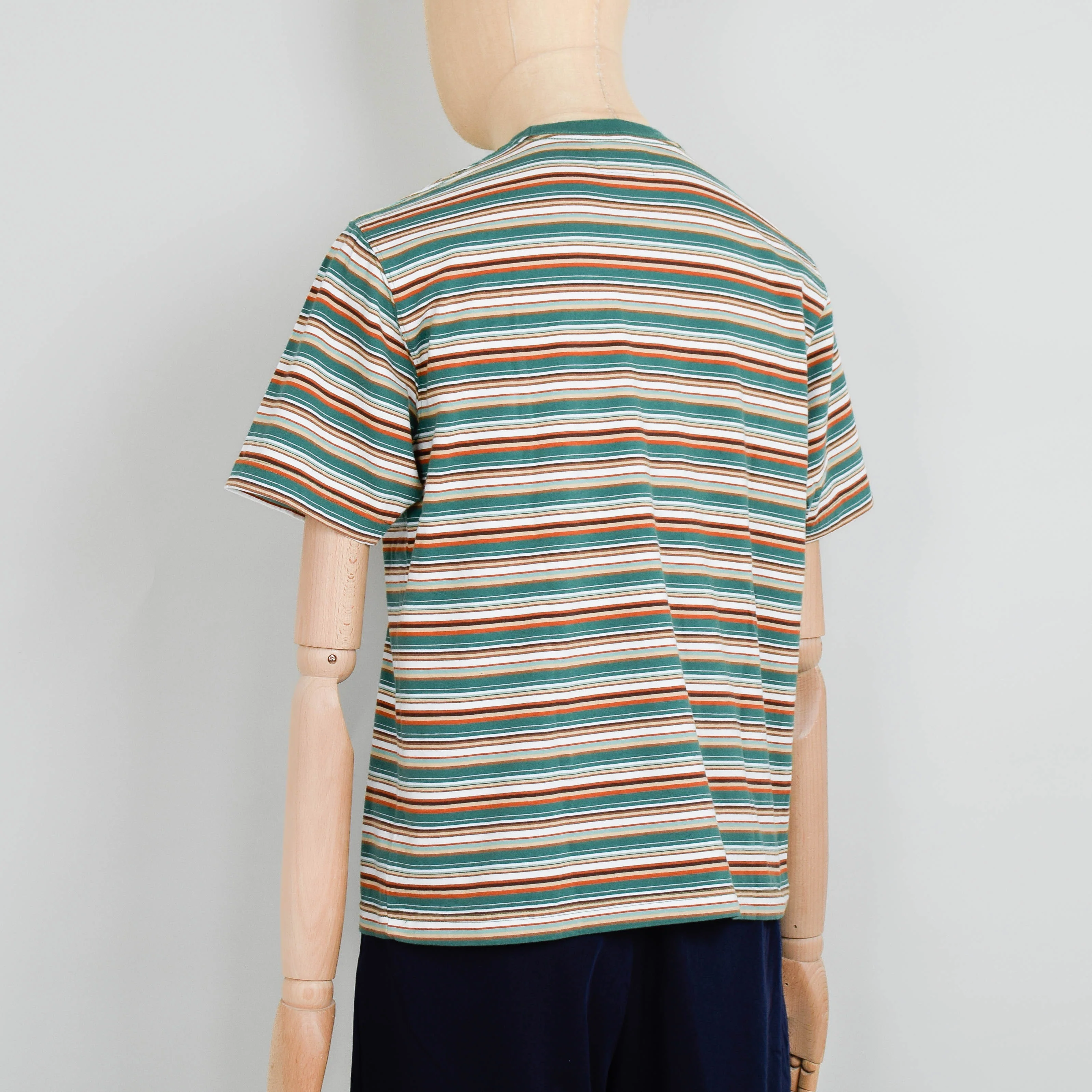 Beams Plus Pocket Tee Multi Stripe - Green - Image 3