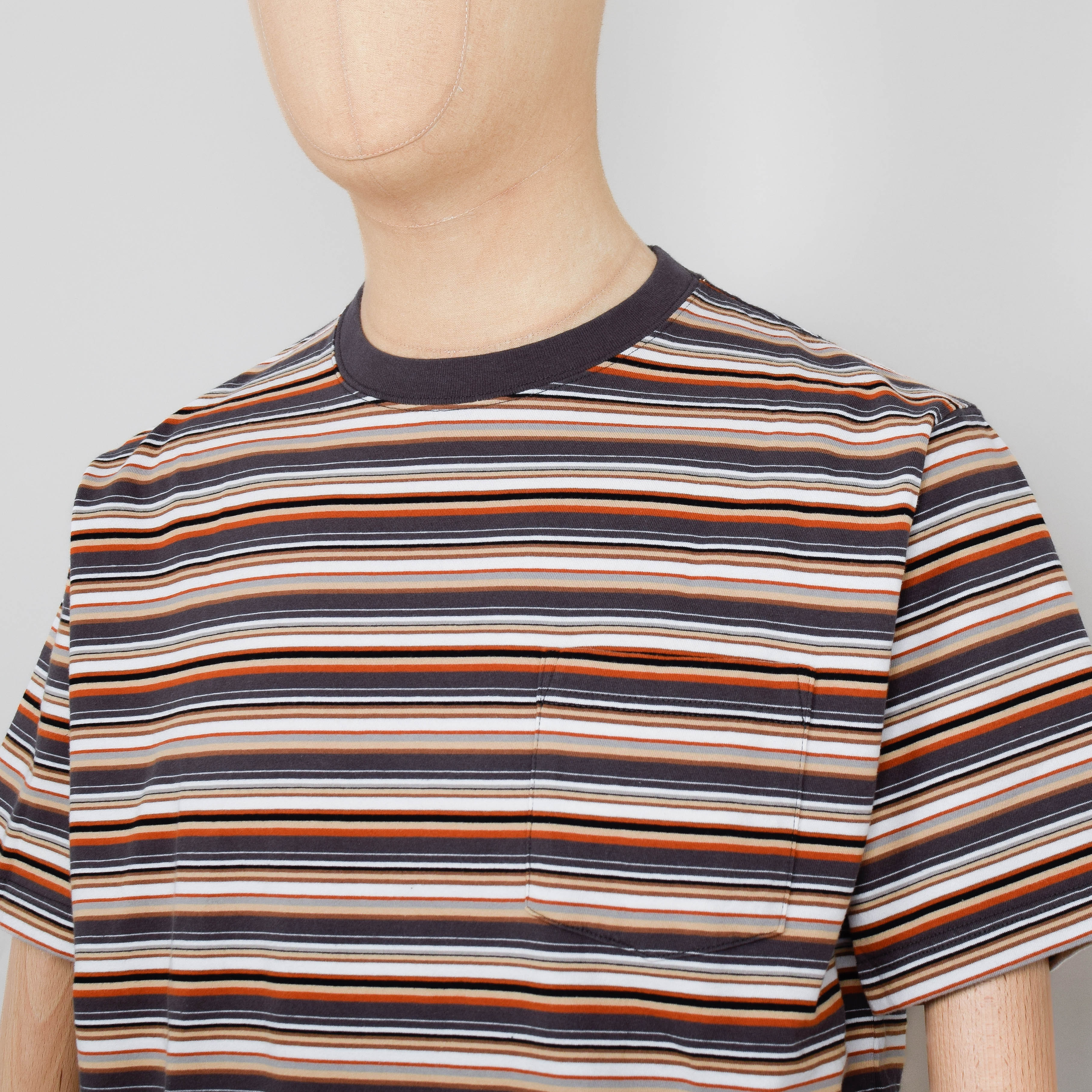 Beams Plus Pocket Tee Multi Stripe - Grey - Image 2