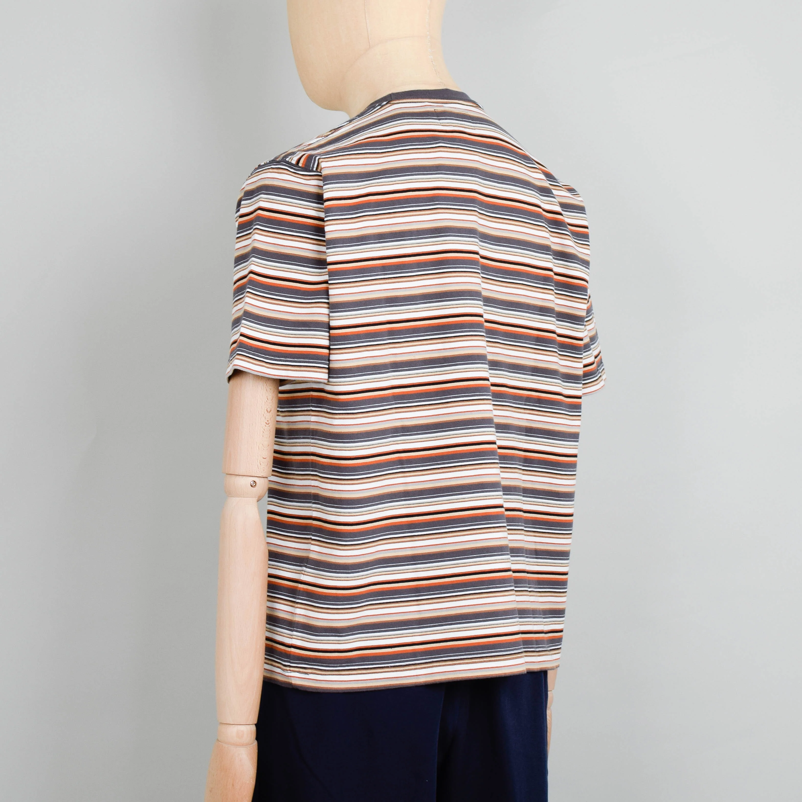 Beams Plus Pocket Tee Multi Stripe - Grey - Image 3