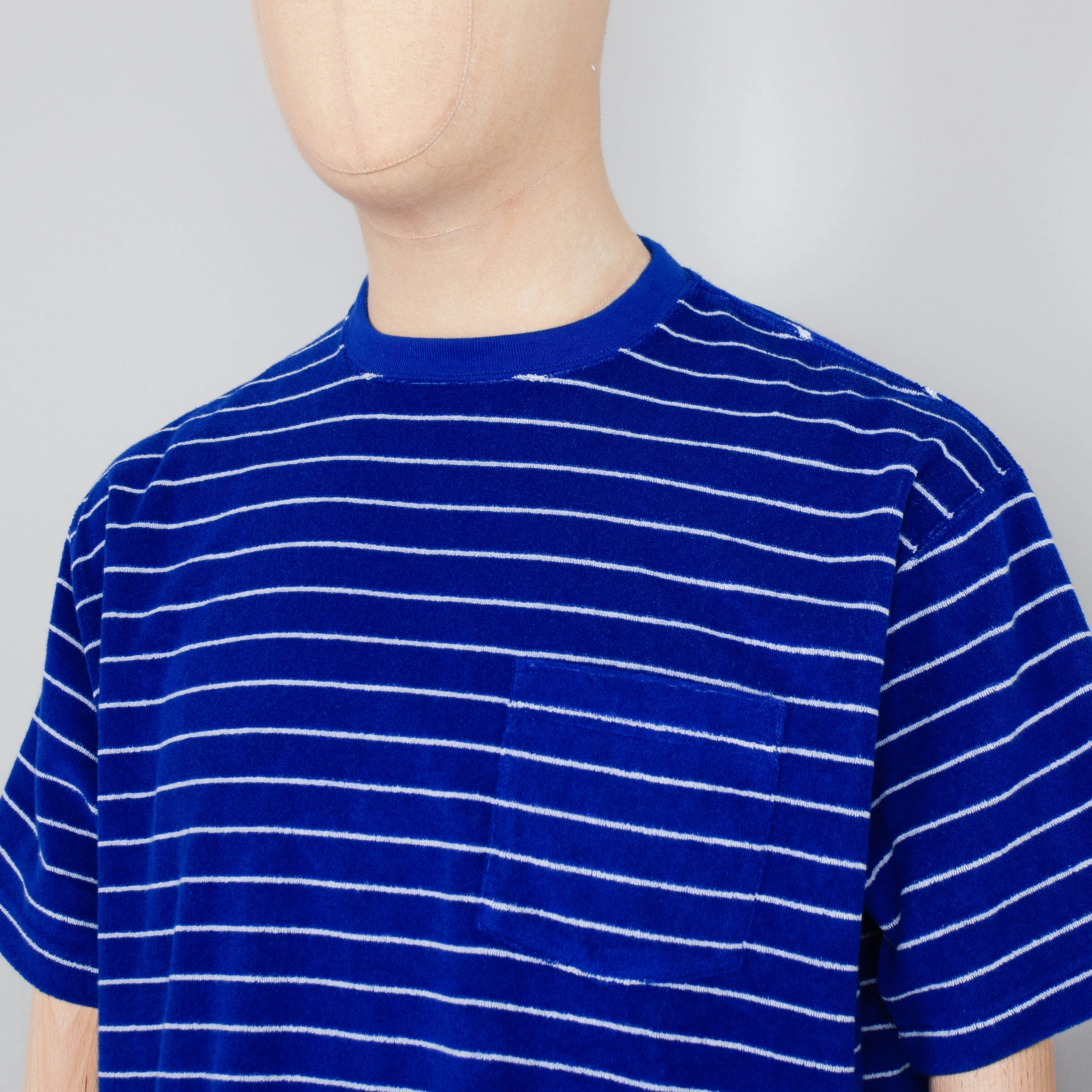 Beams Plus Pocket Tee Pile Stripe - Blue - Image 2