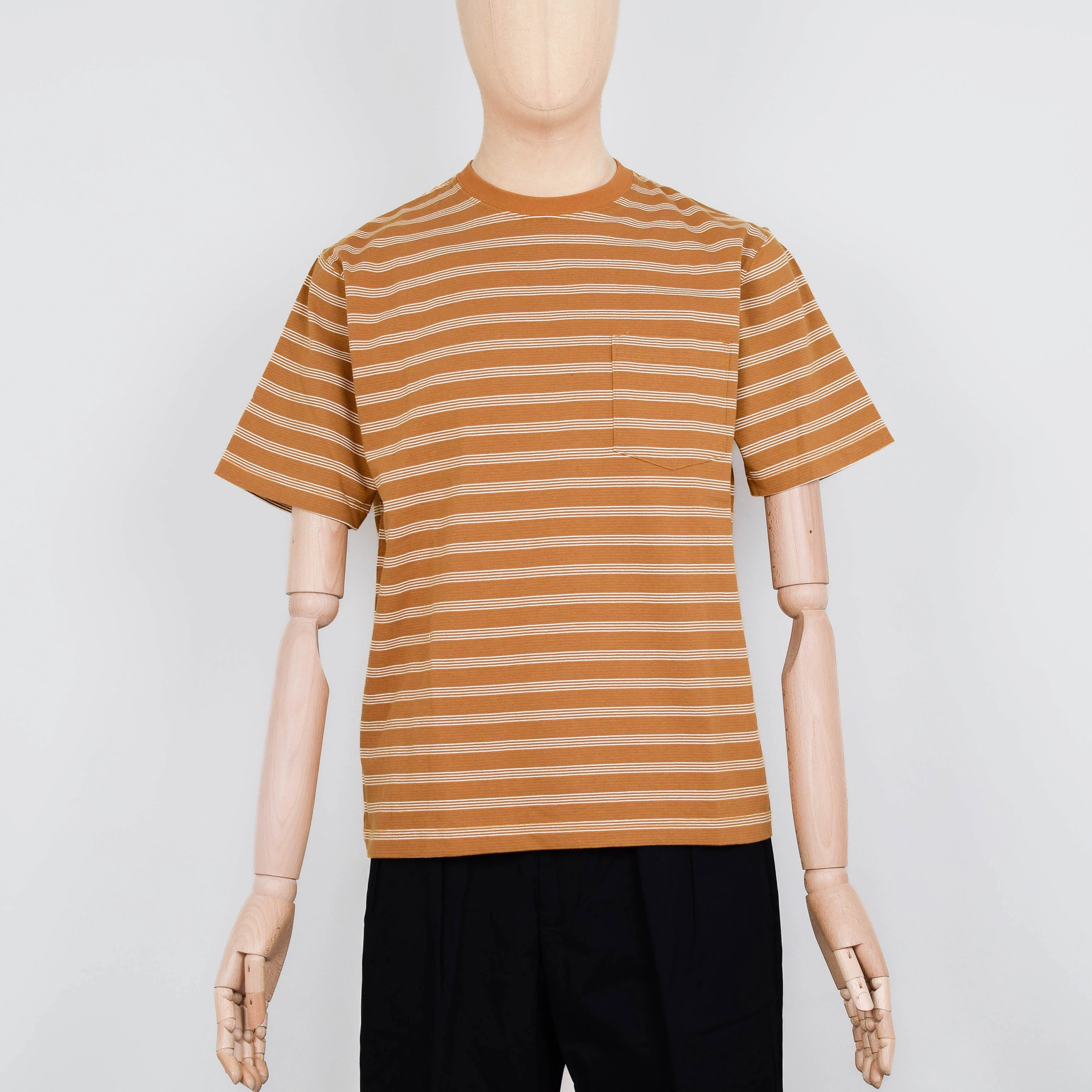 Beams Plus Pocket Tee - Pin Stripe Light Brown
