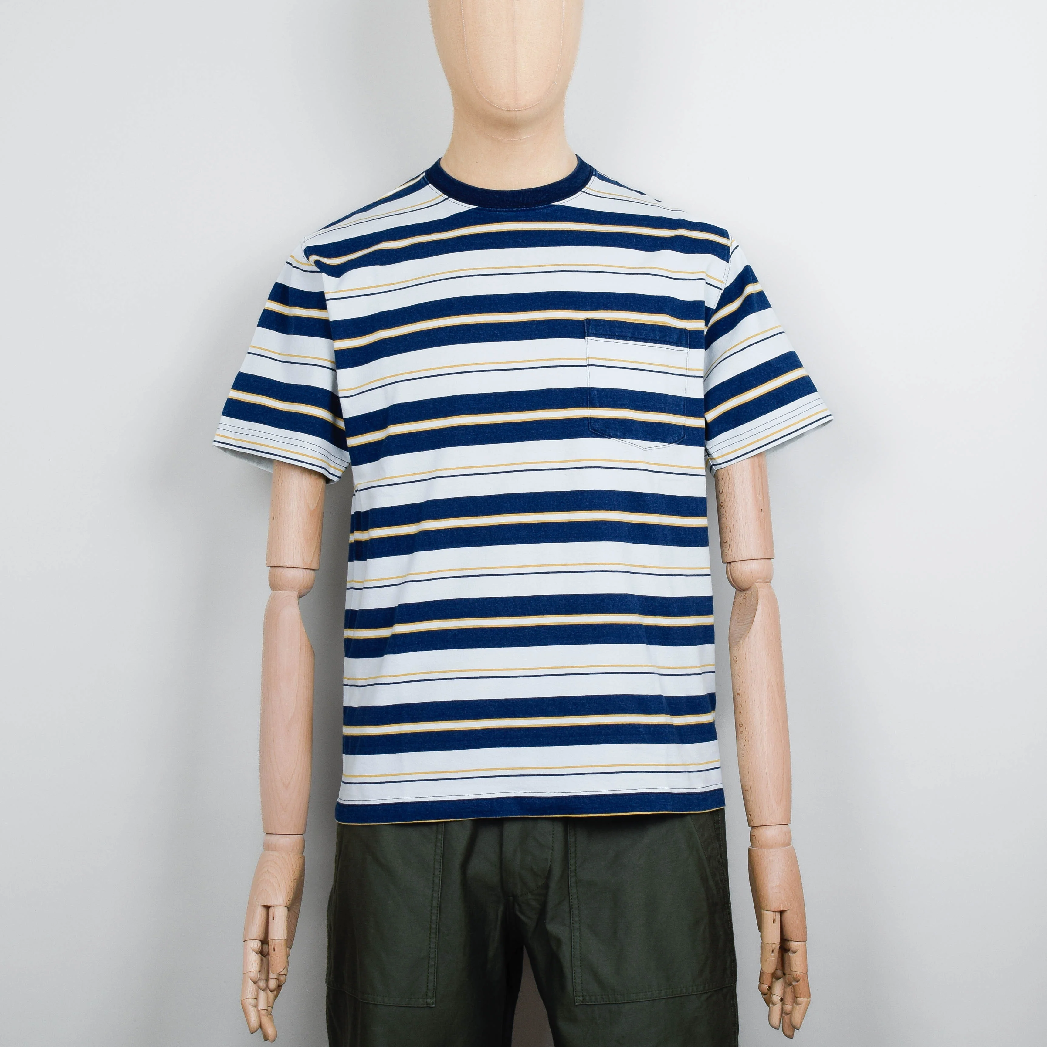 Beams Plus Pocket Tee - Stripe Indigo