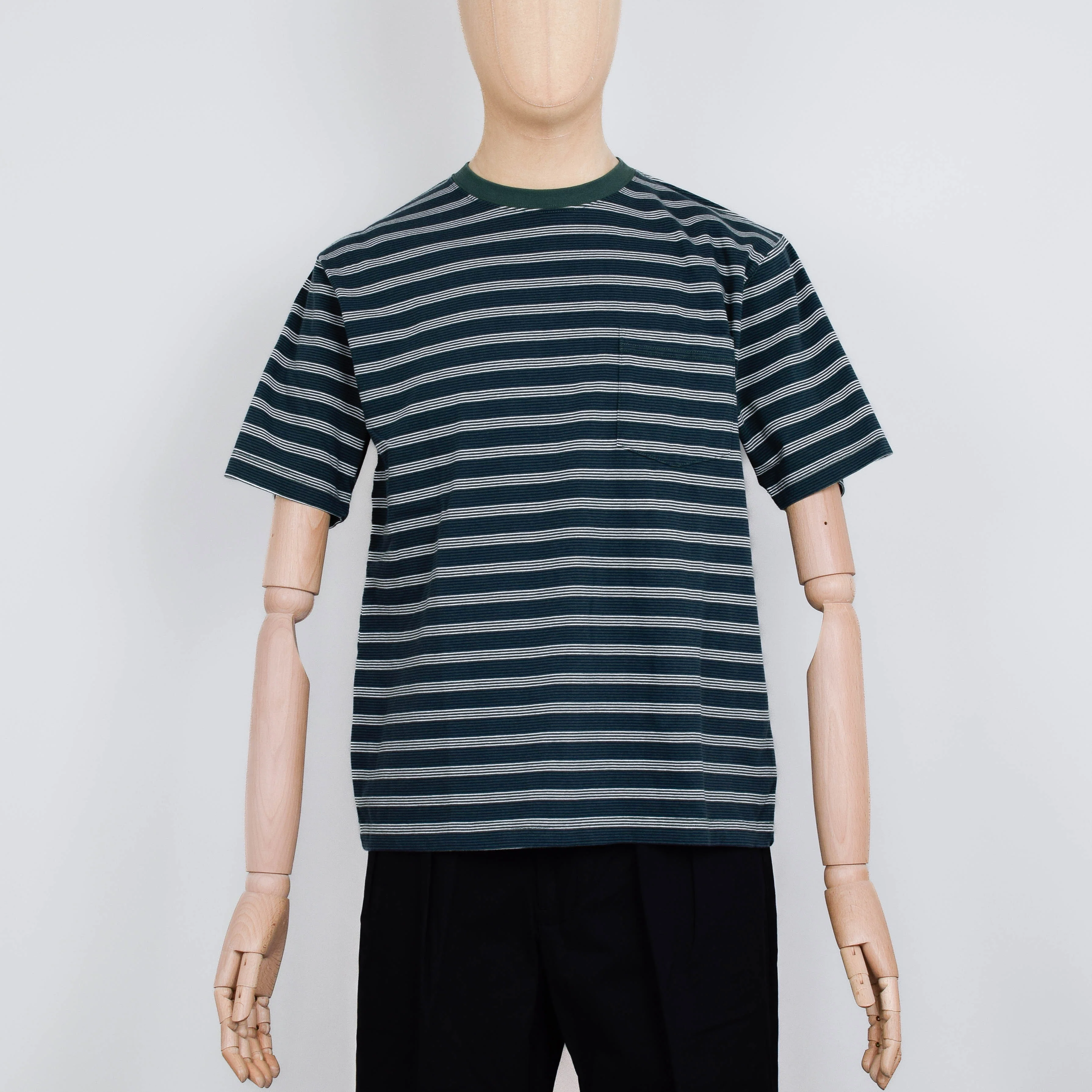 Beams Plus Pocket Tee - Pin Stripe Green
