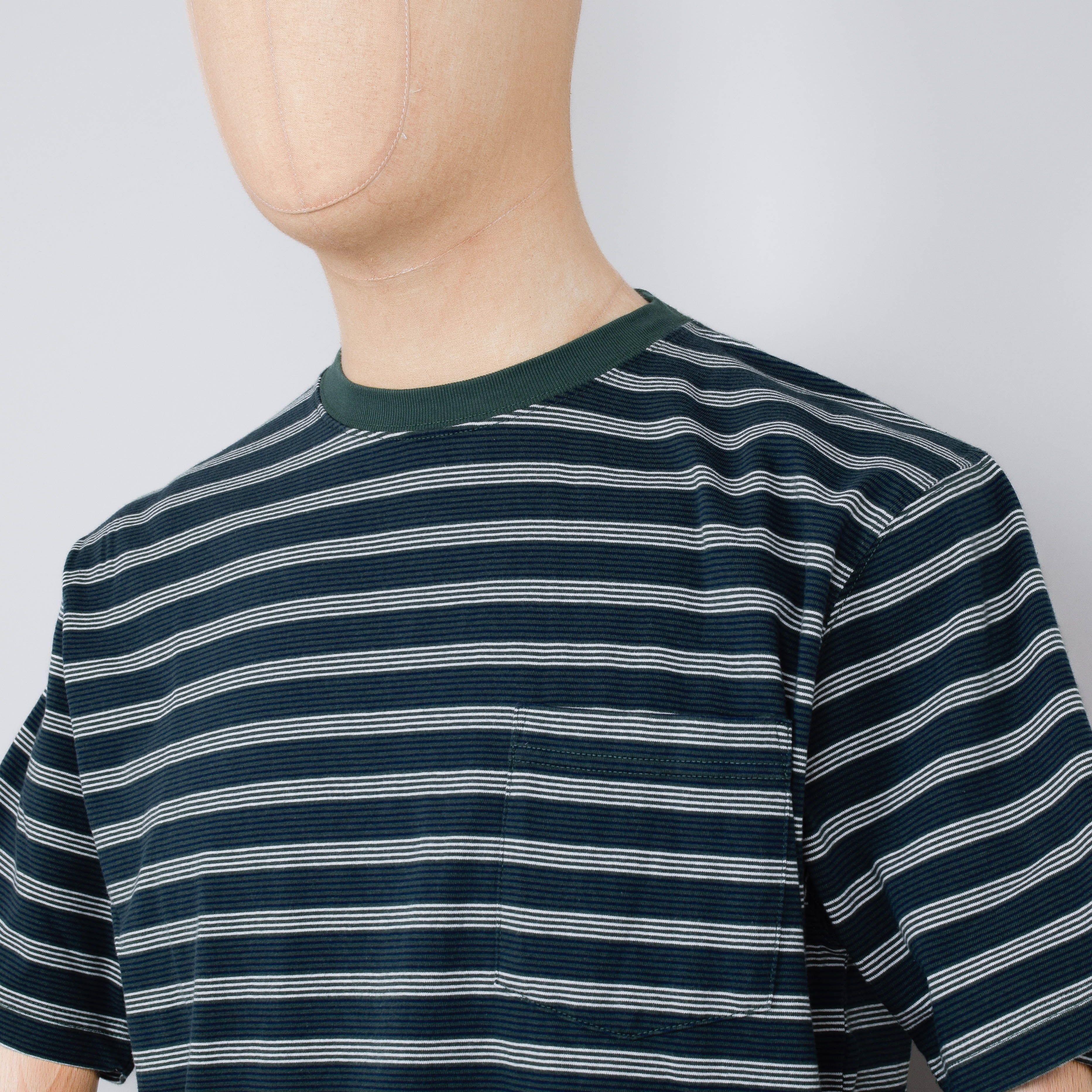 Beams Plus Pocket Tee - Pin Stripe Green - Image 2