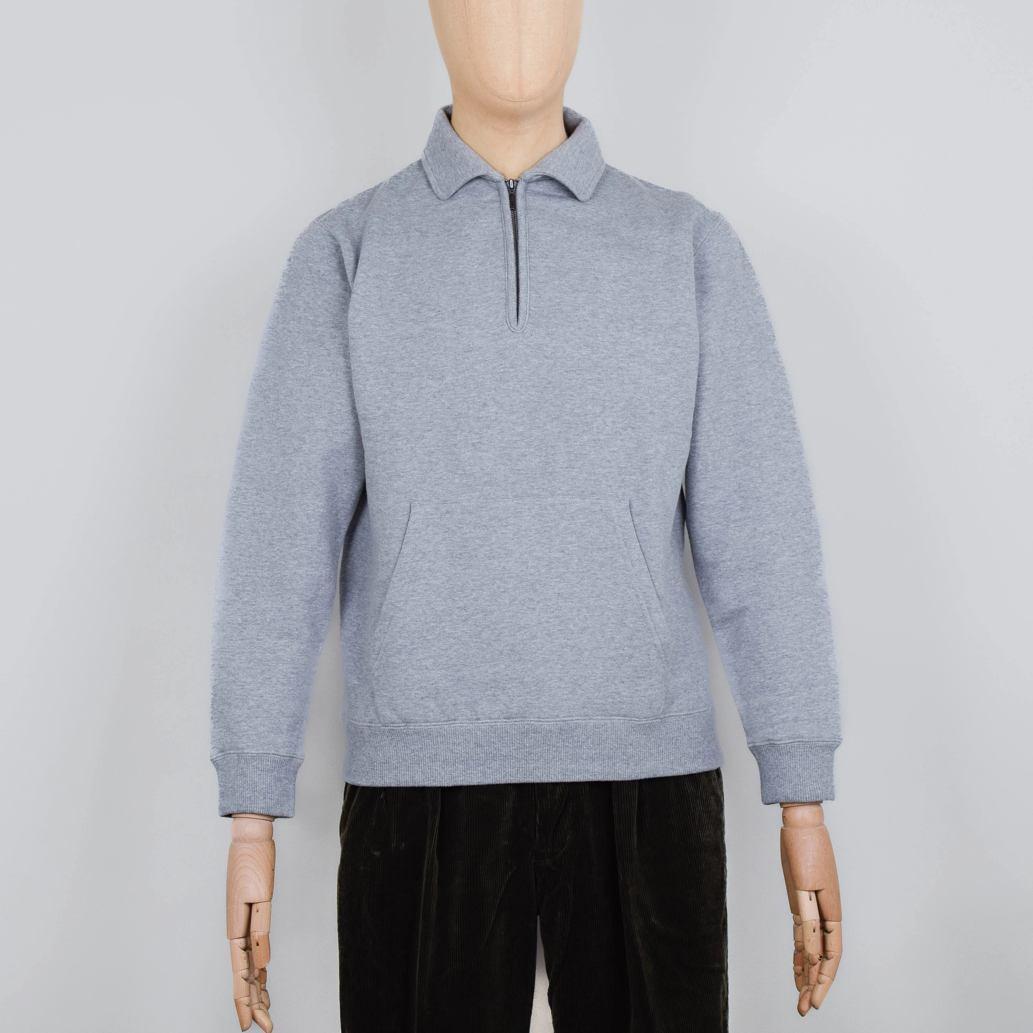 Beams Plus Sweat Half Zip - Heather Grey