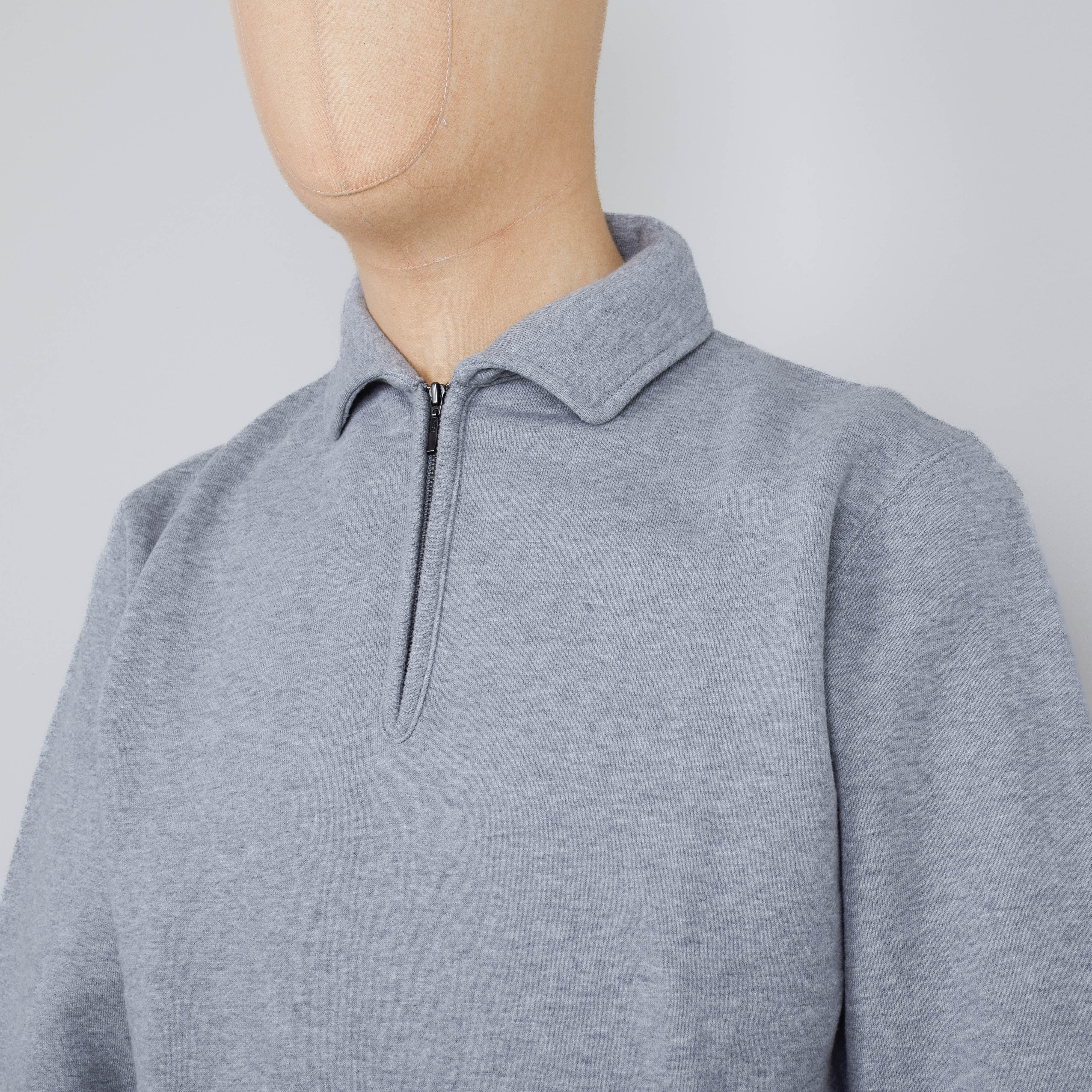 Beams Plus Sweat Half Zip - Heather Grey - Image 2