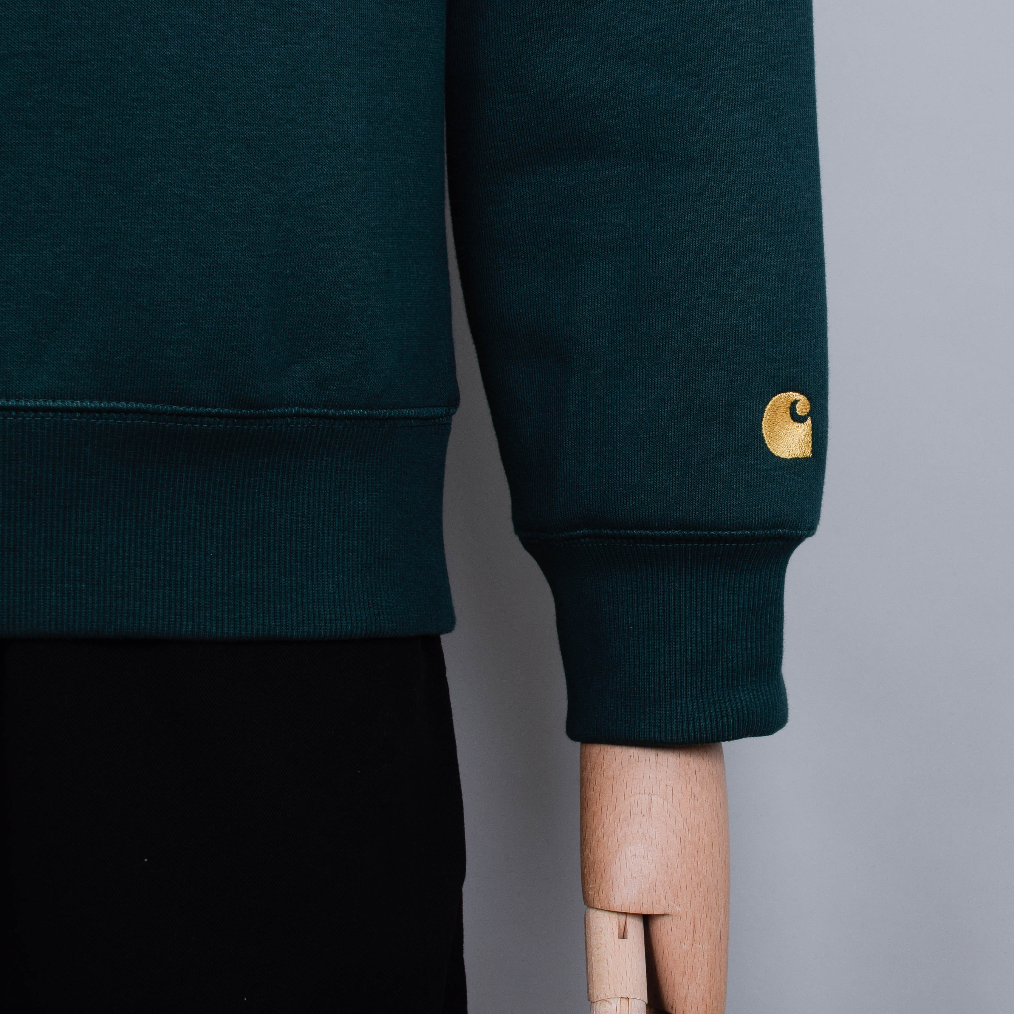 Carhartt WIP Chase Sweat - Discovery Green/Gold - Image 3