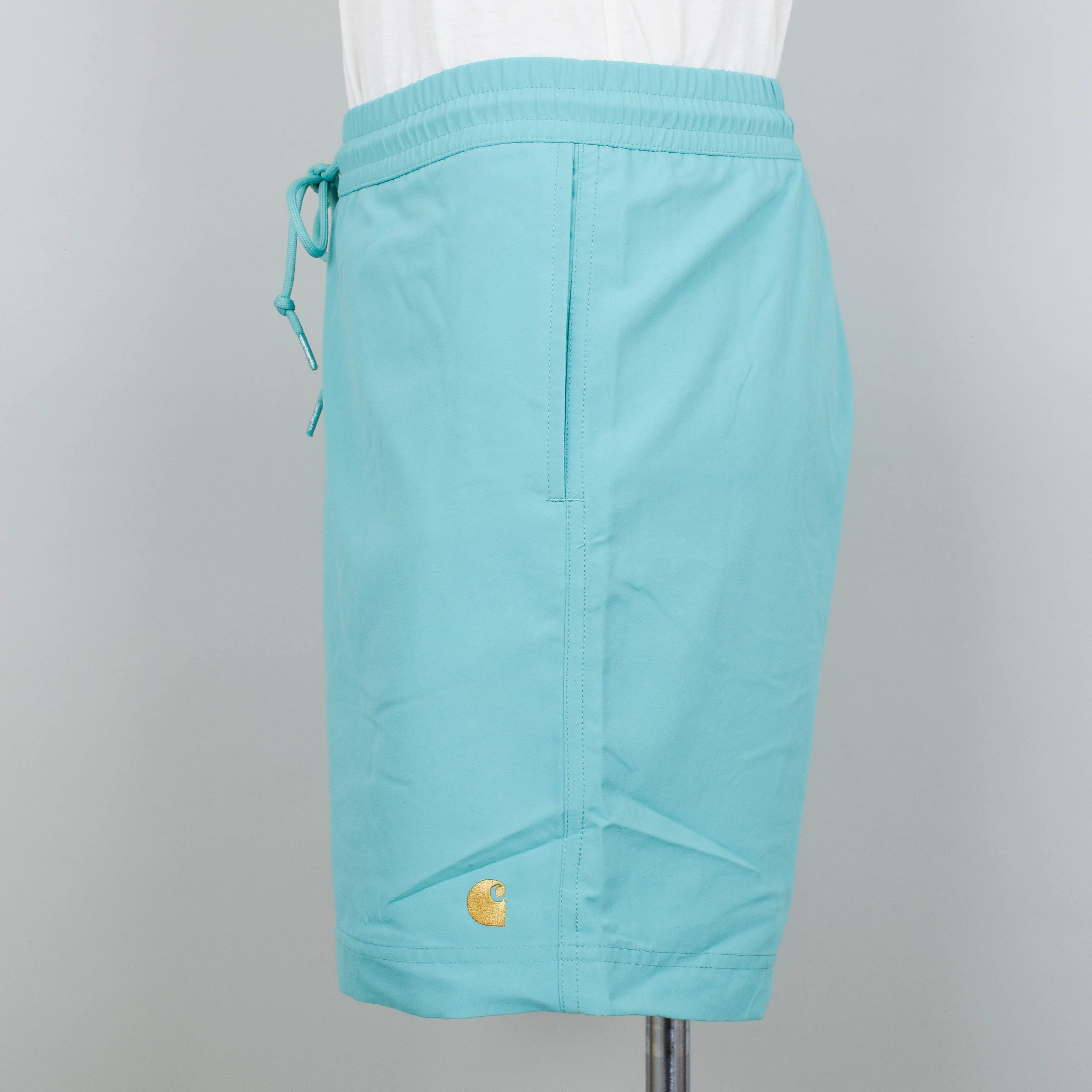 Carhartt WIP Chase Swim Trunks - Aqua Green / Gold - Image 2