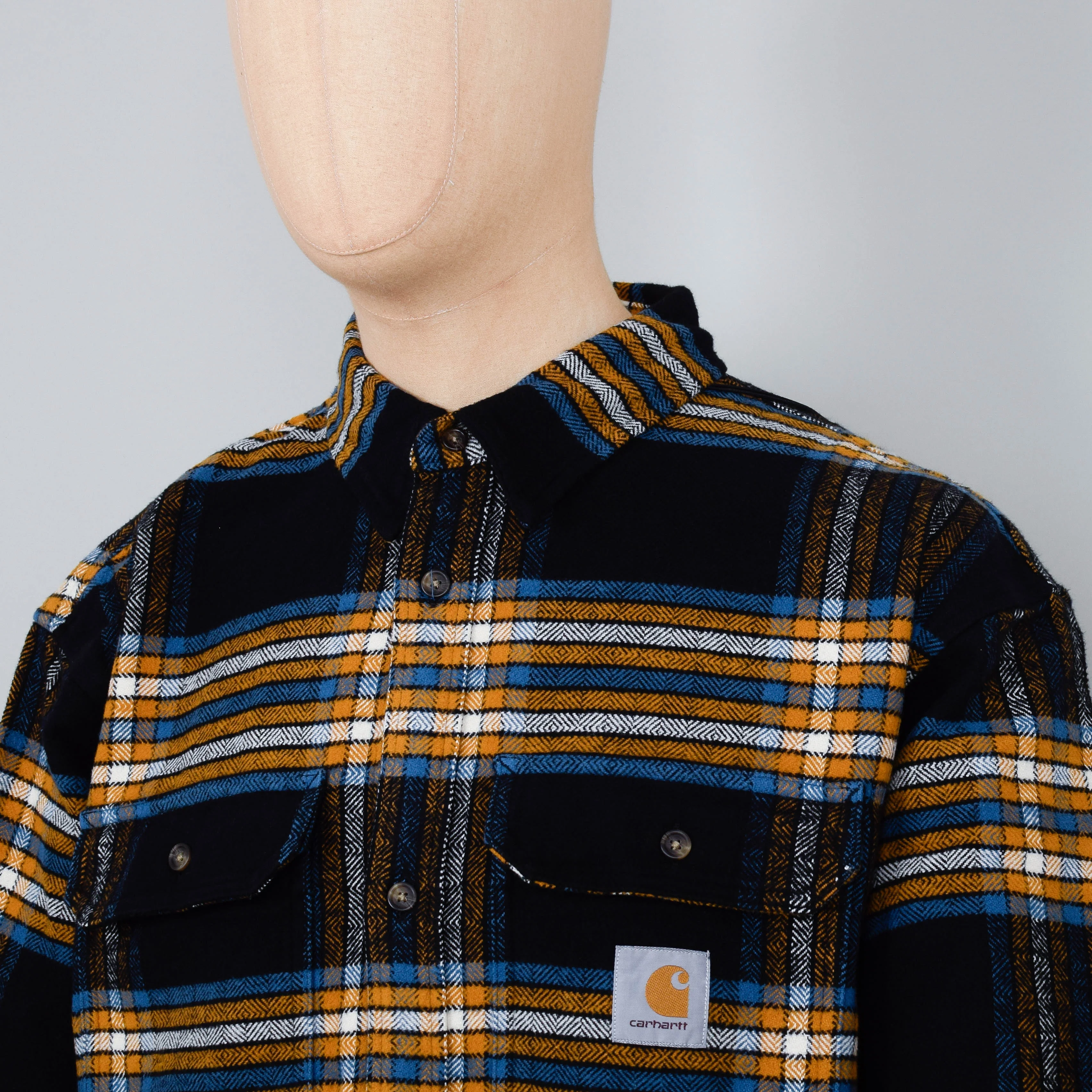 Carhartt WIP Hawkins Shirt Check - Black/Prussian Blue - Image 2