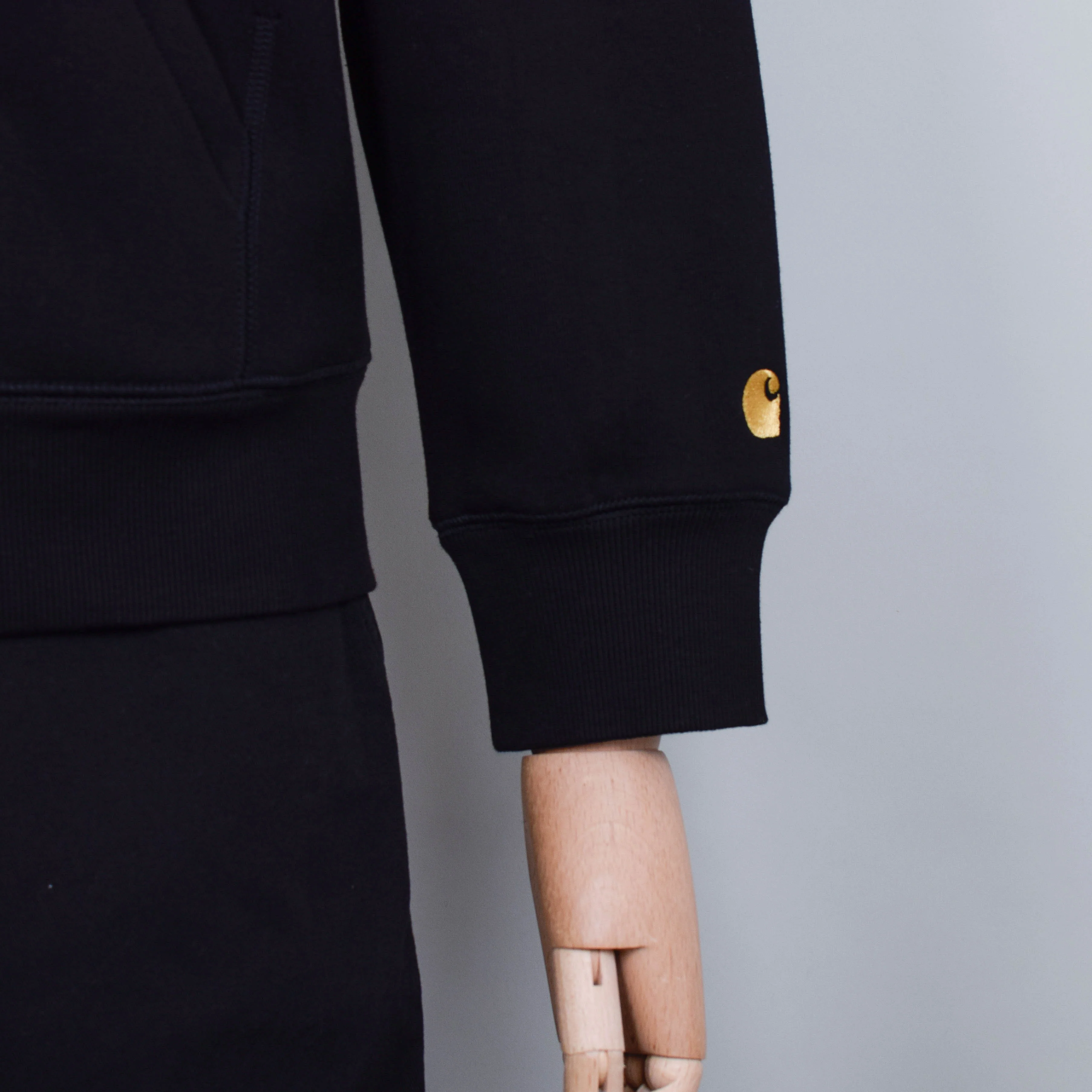 Carhartt WIP Hooded Chase Sweat Jacket - Black/Gold - Image 3