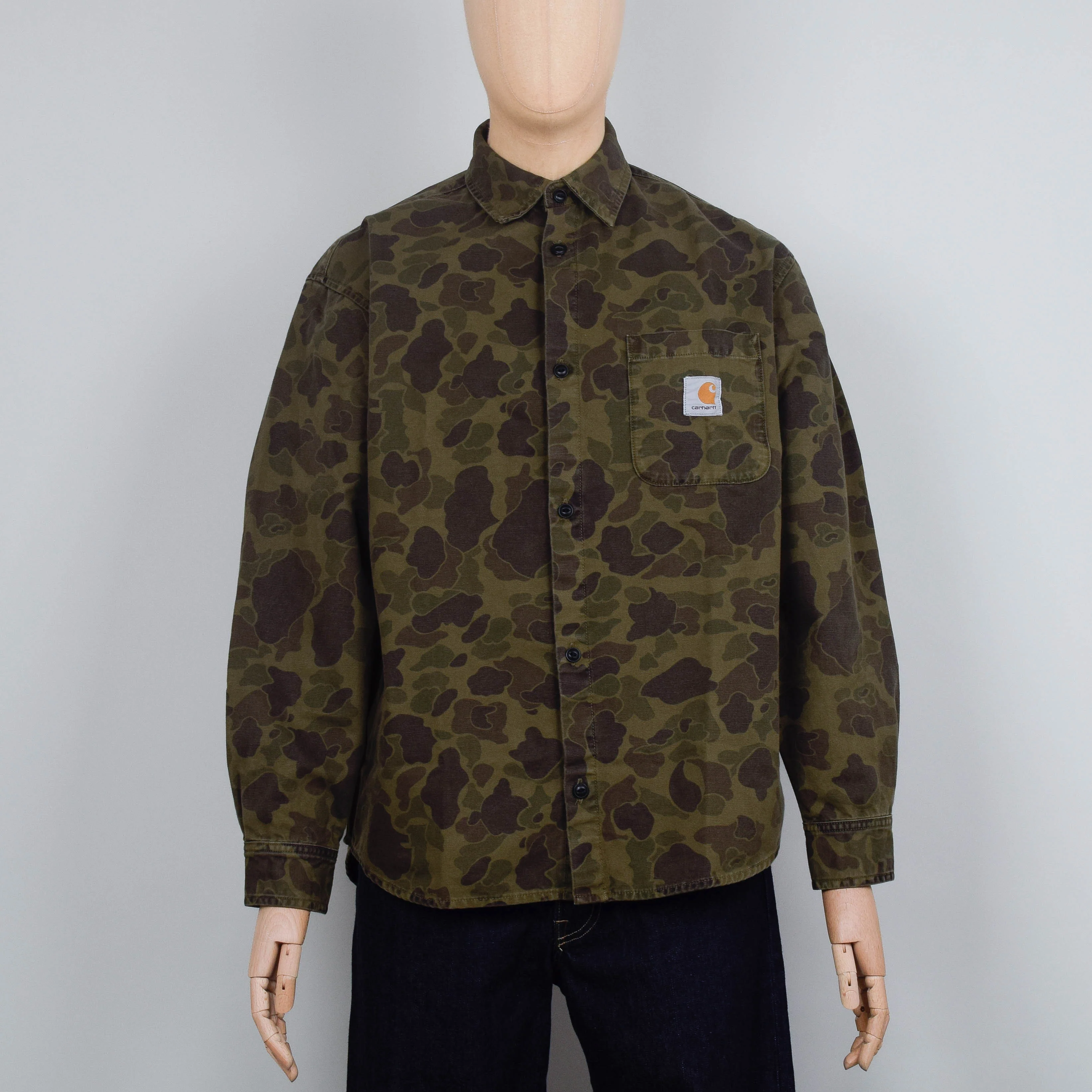 Carhartt WIP L/S Duck Shirt Camo Duck - Green / Office Green