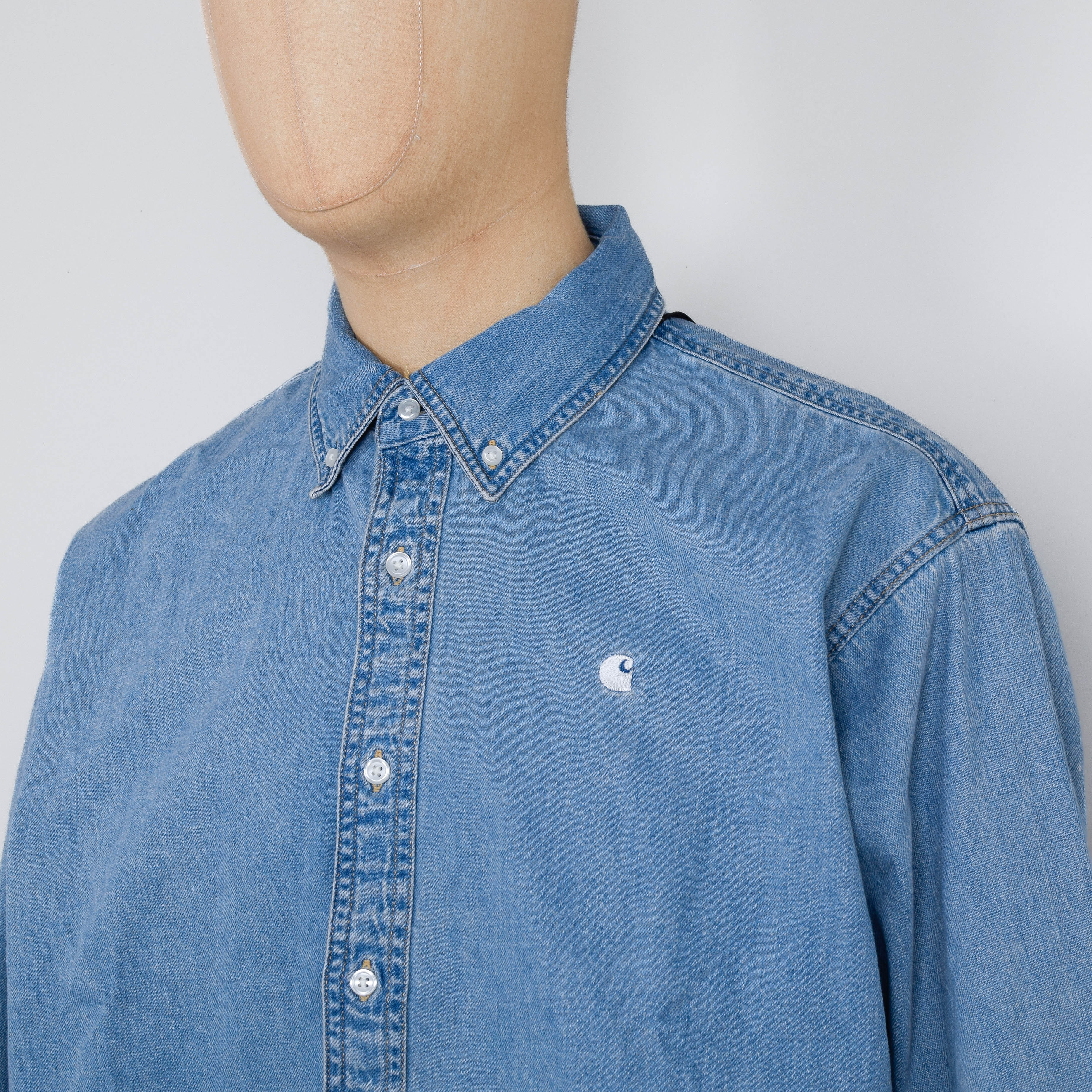 Carhartt WIP L/S Lucas Shirt - Blue Stone Washed - Image 2