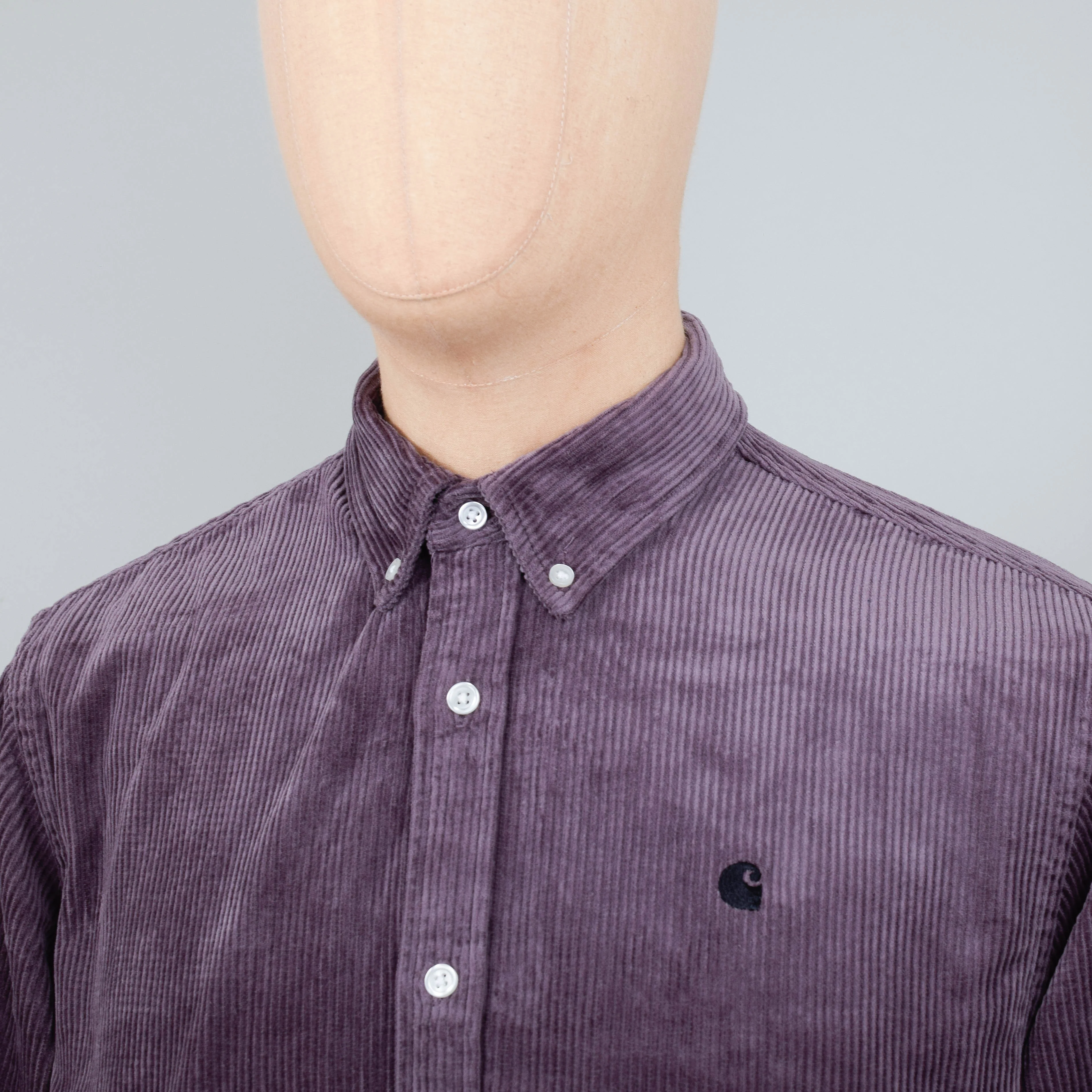 Carhartt WIP Madison Cord Shirt - Misty Thistle/Black - Image 2