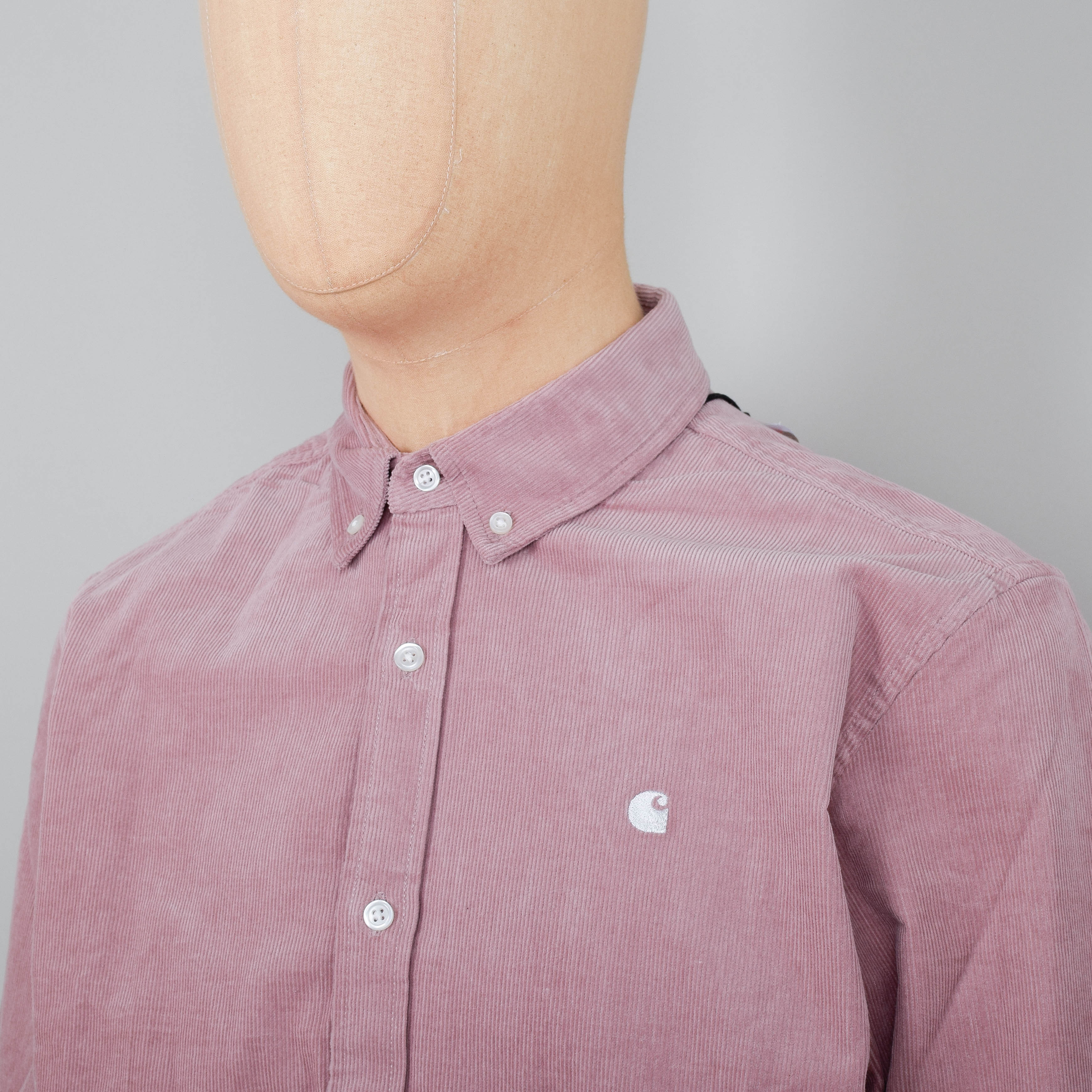 Carhartt WIP Madison Fine Cord Shirt - Glassy Pink / Wax - Image 2