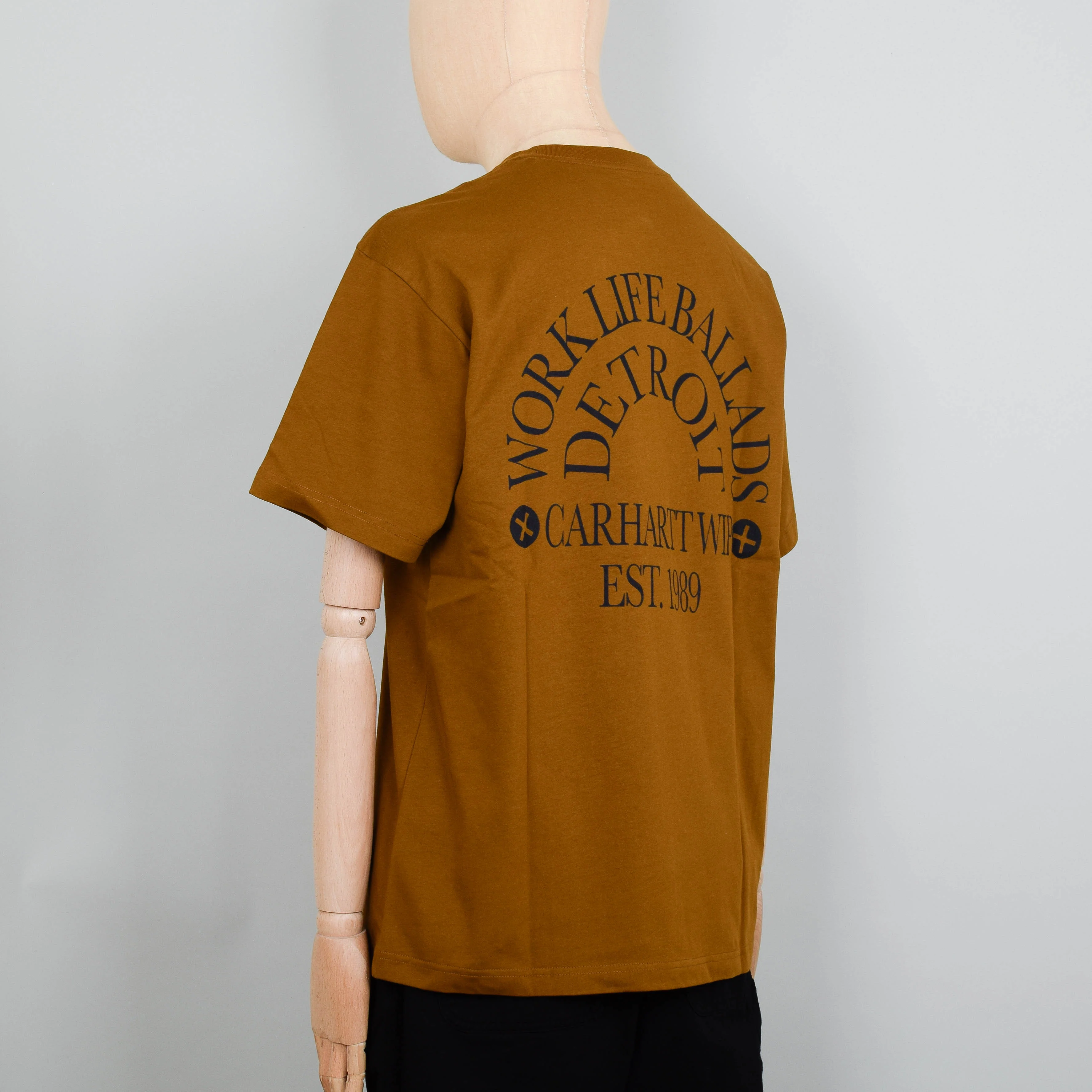Carhartt WIP S/S Work Varsity T-Shirt - Deep H Brown / Black - Image 2