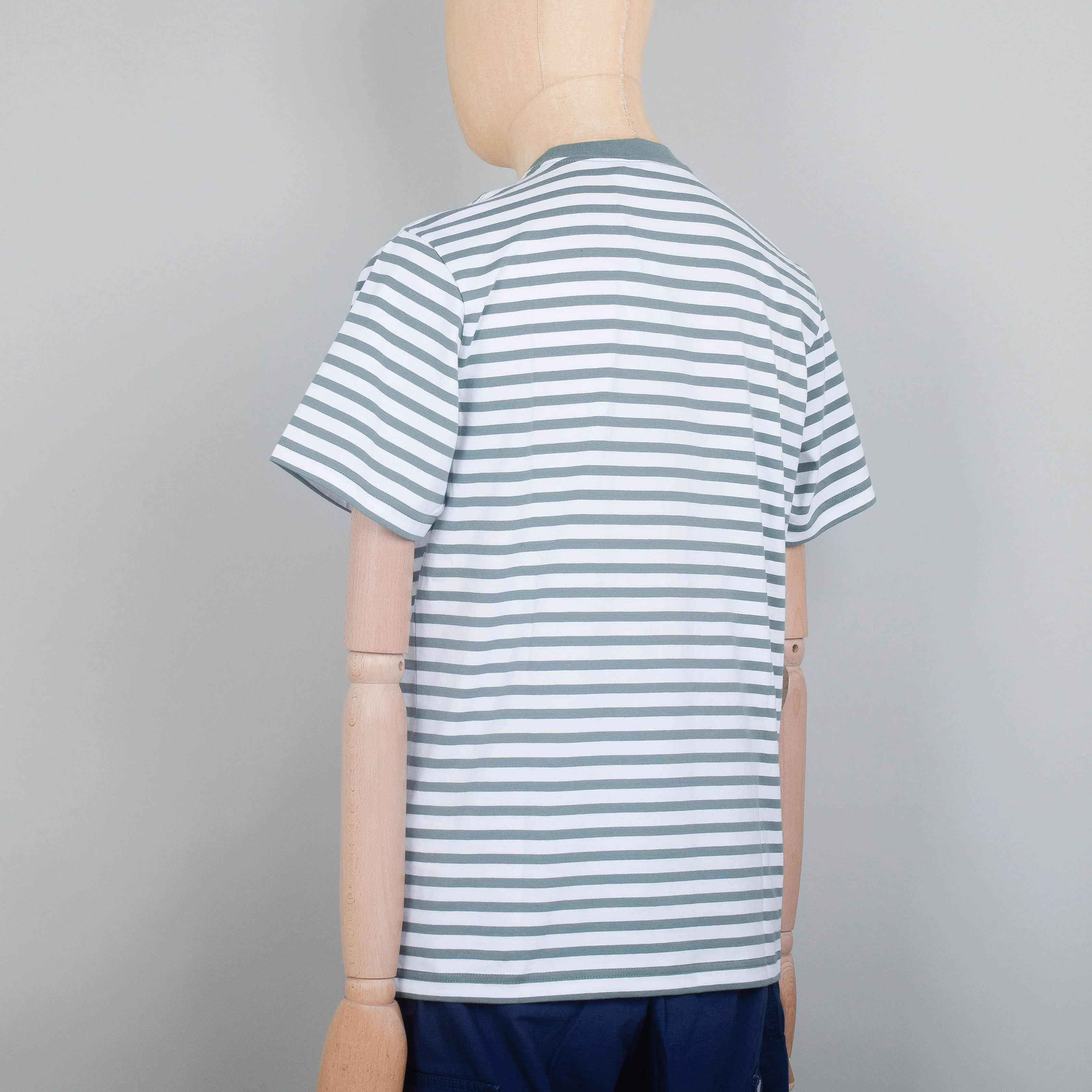 Carhartt WIP Seidler Stripe Pocket T-Shirt S/S - Park / White - Image 3