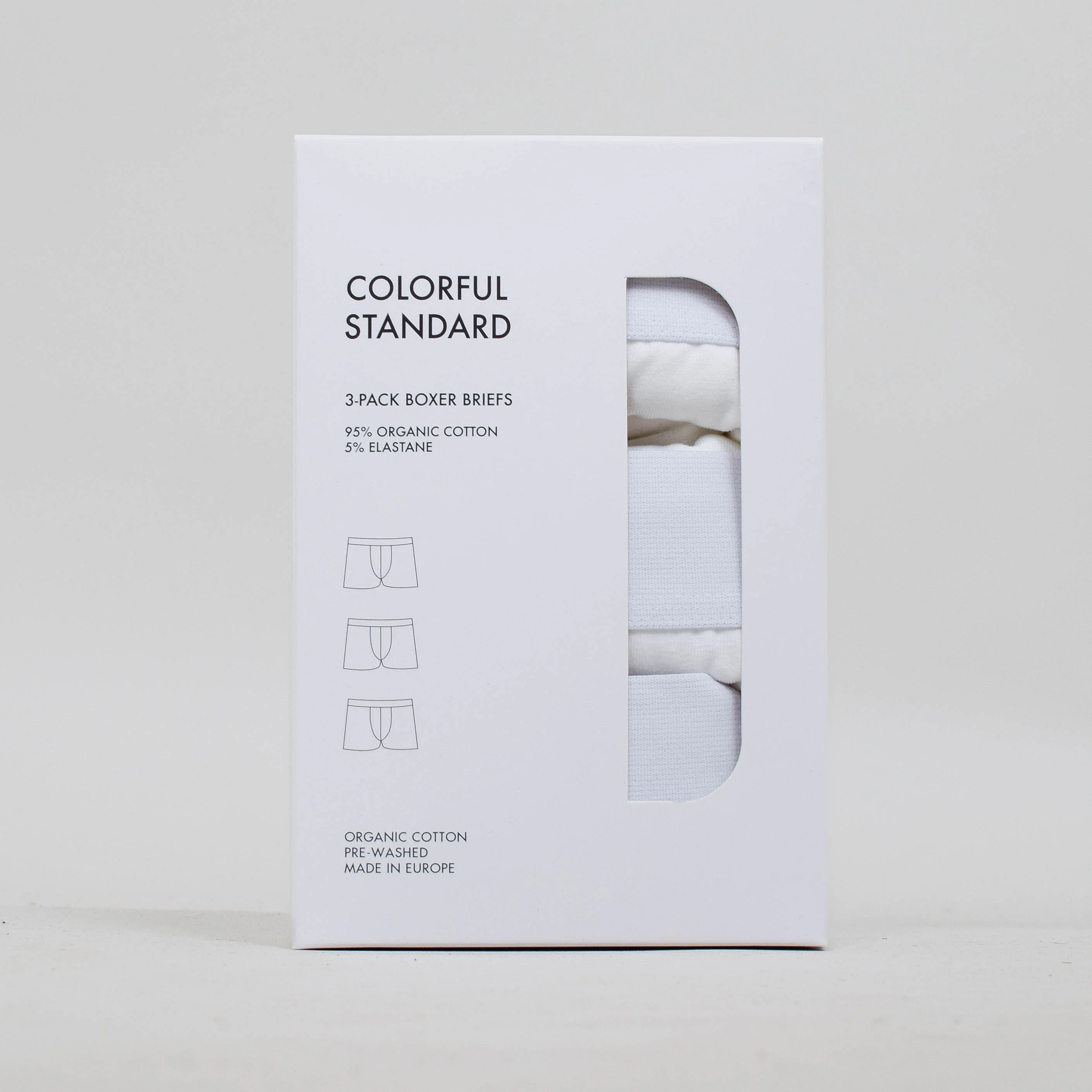 Colorful Standard 3 Pack Organic Boxer Briefs - Optical White