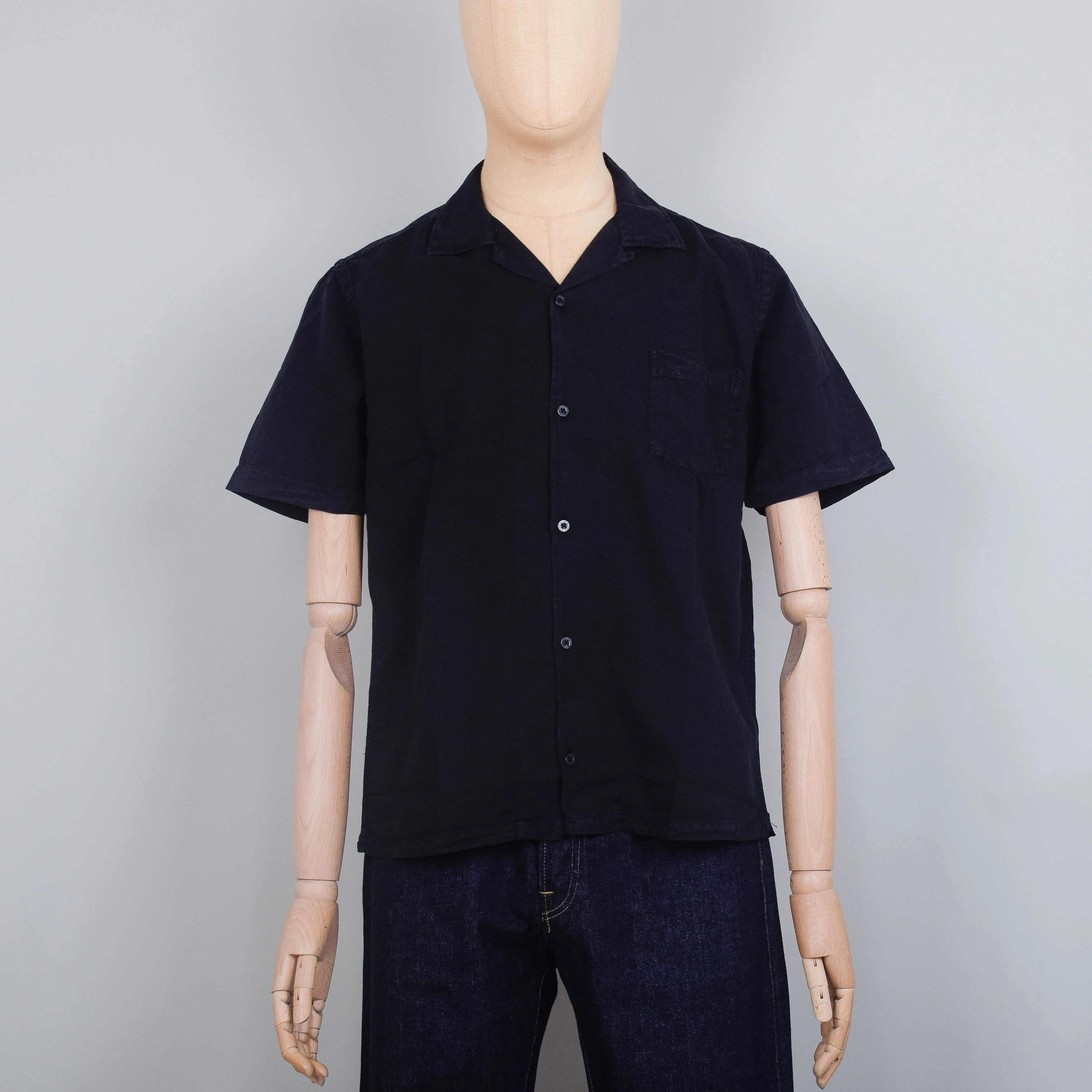 Colorful Standard Linen Short Sleeve Shirt - Deep Black