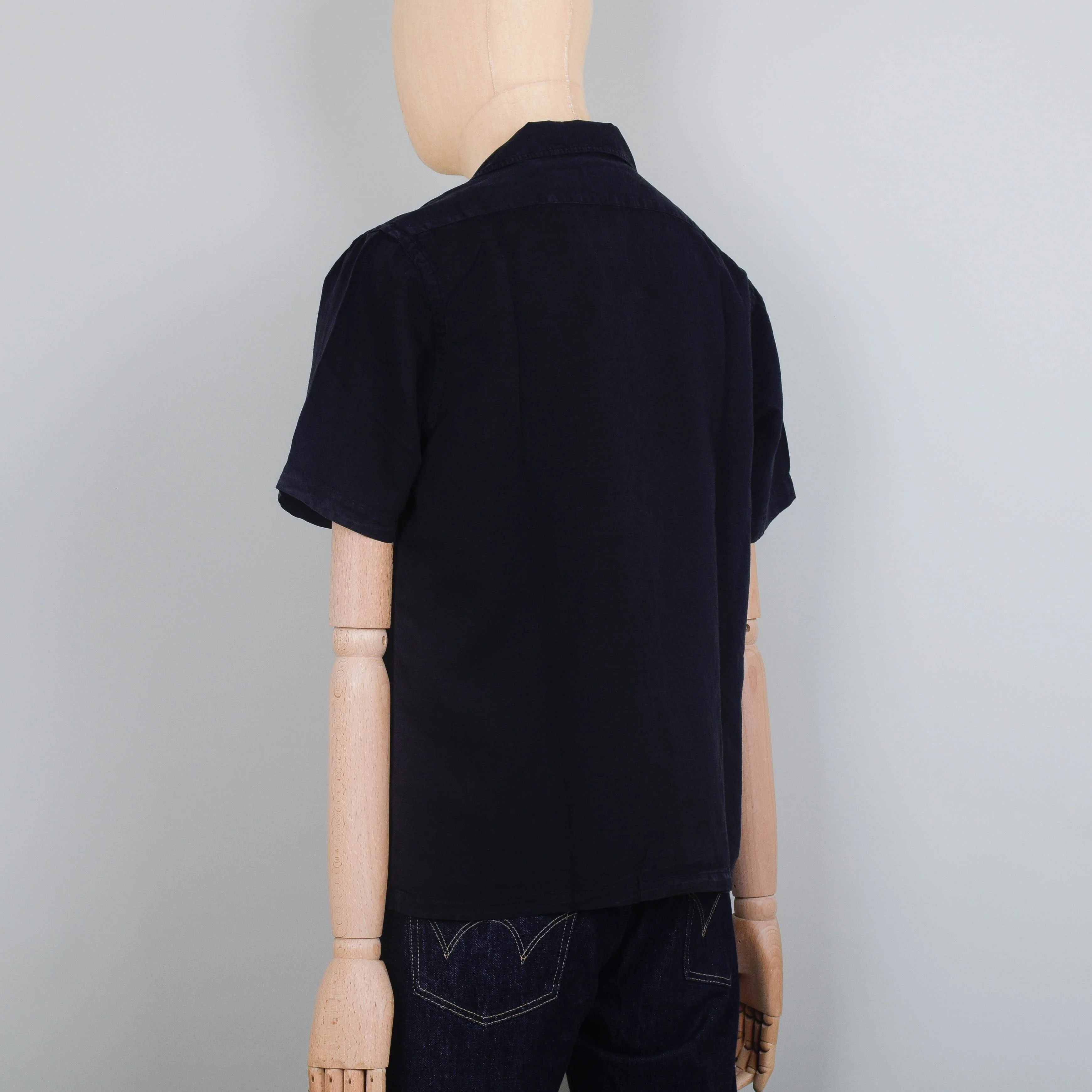 Colorful Standard Linen Short Sleeve Shirt - Deep Black - Image 3