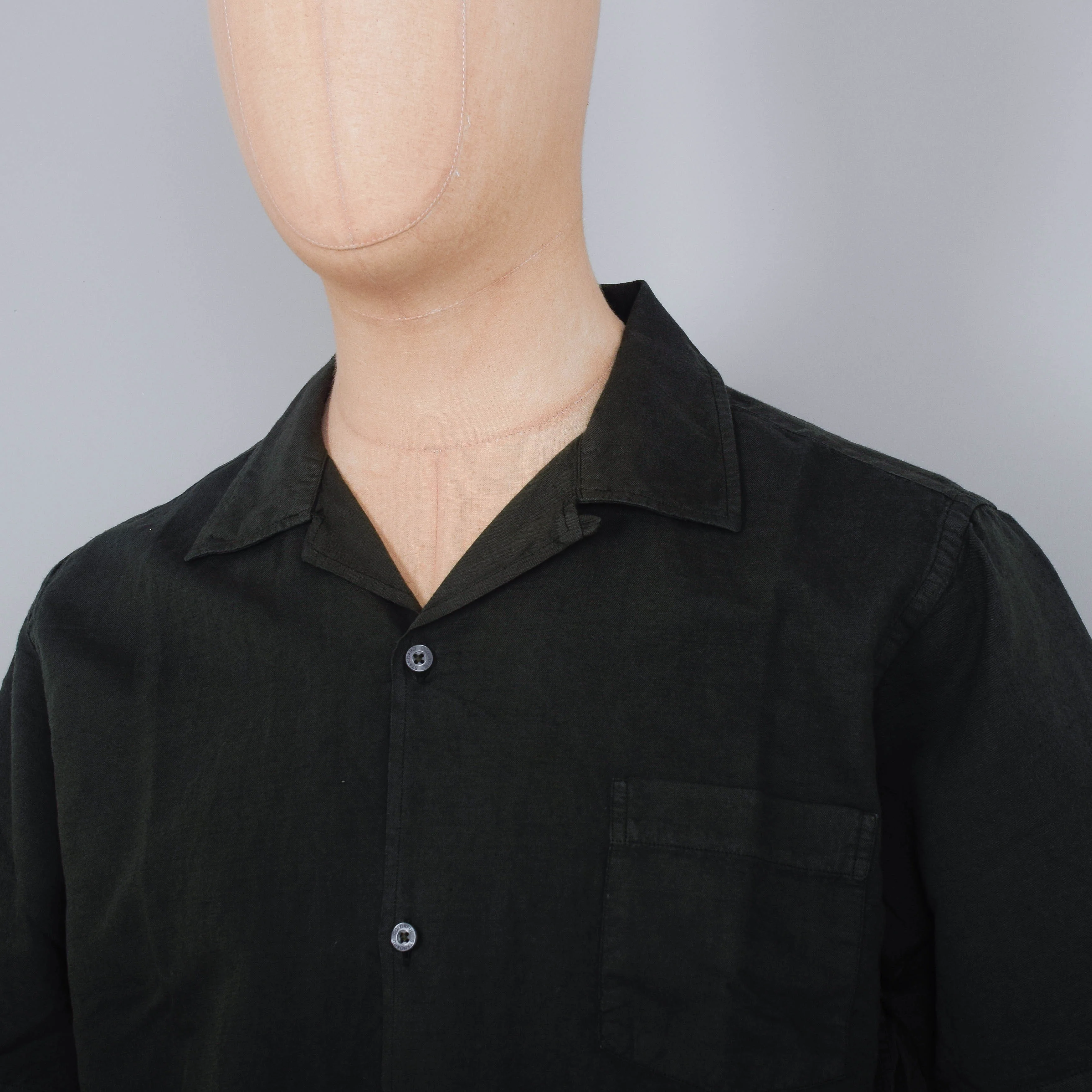 Colorful Standard Linen Short Sleeve Shirt - Hunter Green - Image 2