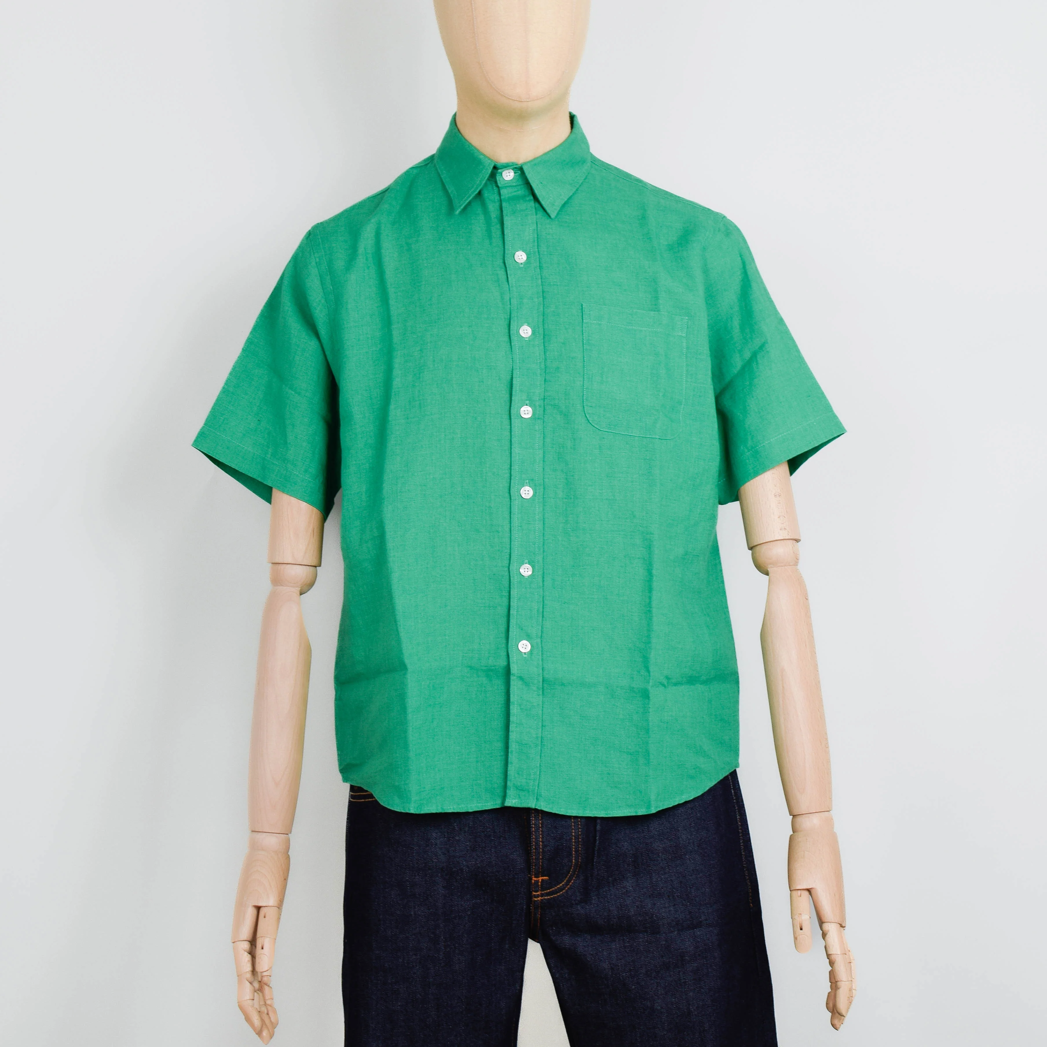 Colorful Standard Linen Short Sleeve Shirt - Kelly Green