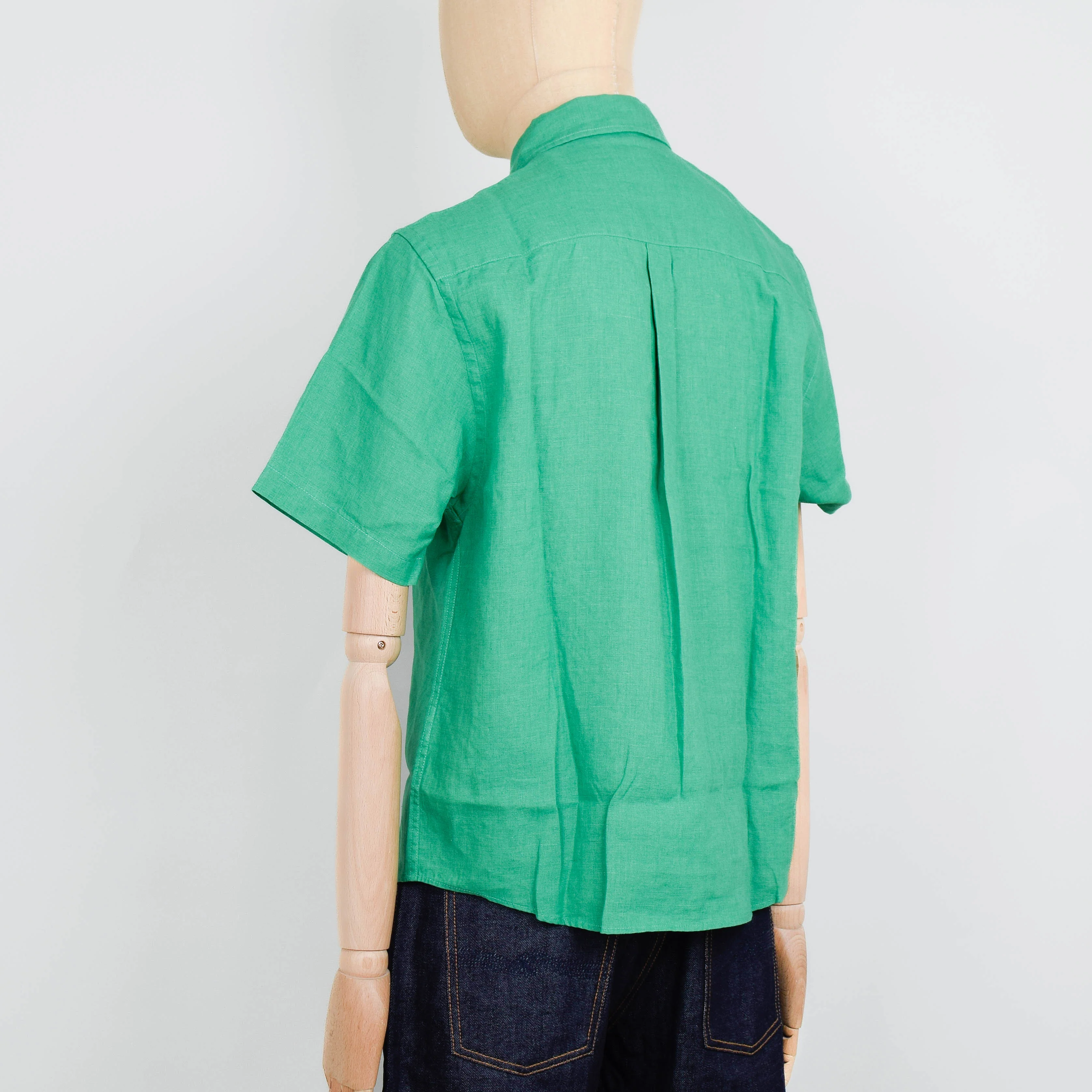 Colorful Standard Linen Short Sleeve Shirt - Kelly Green - Image 3