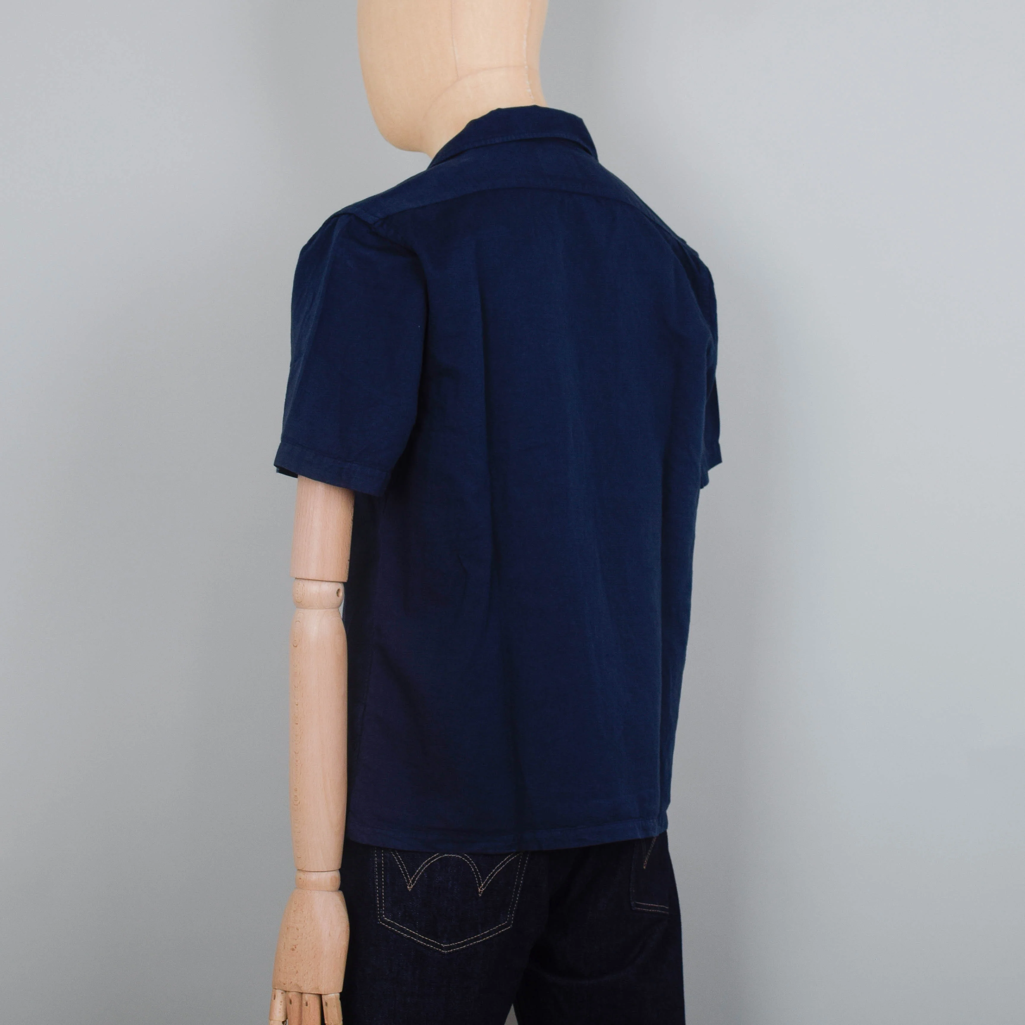 Colorful Standard Linen Short Sleeve Shirt - Navy Blue - Image 3