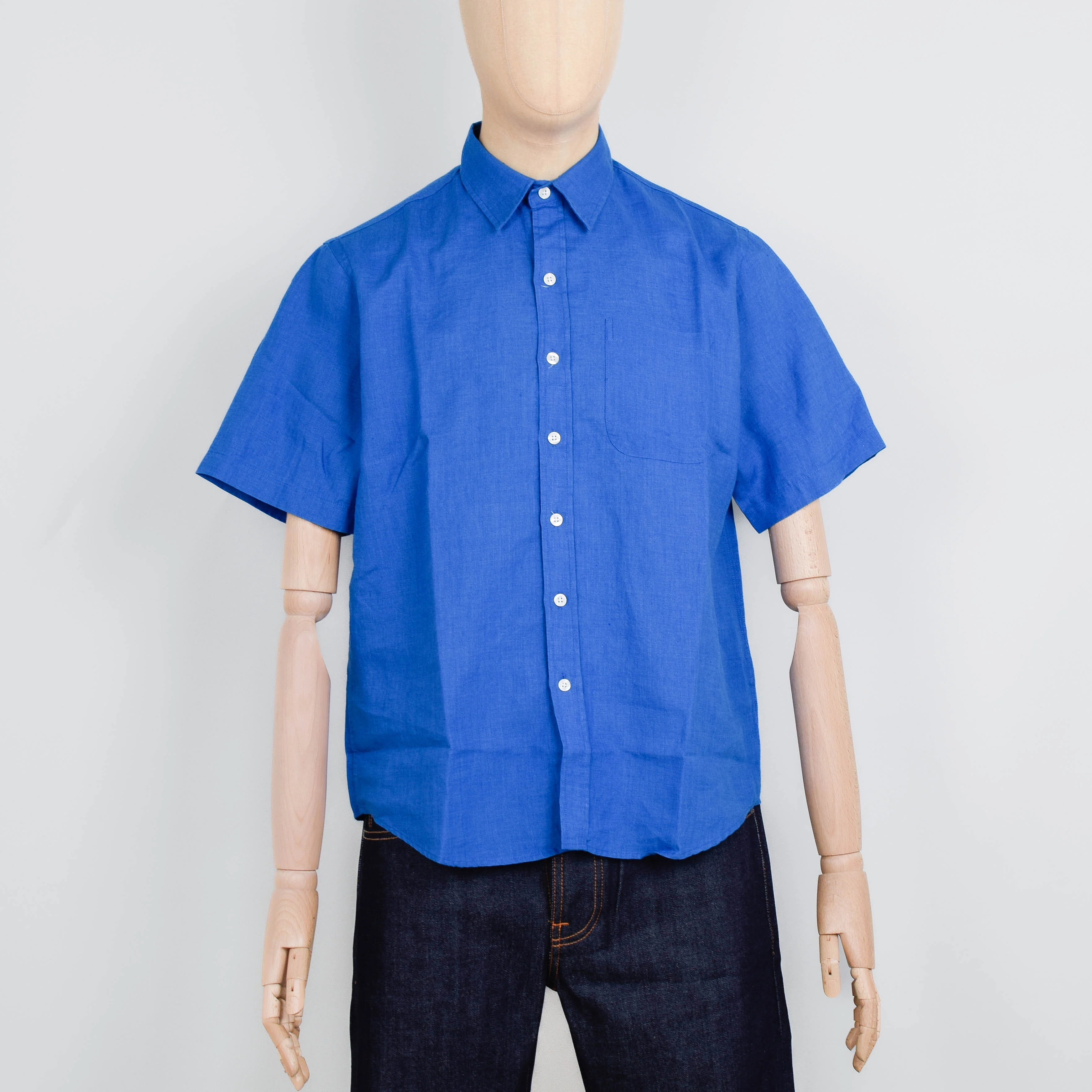 Colorful Standard Linen Short Sleeve Shirt - Pacific Blue